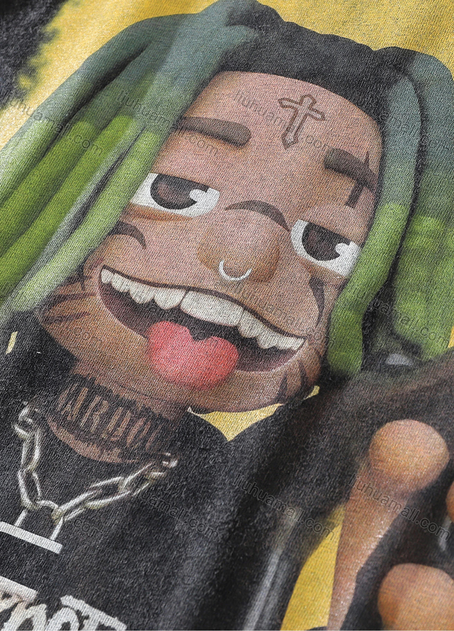 Wholesale Men's Fashion Oversized Crew Neck Short Sleeve Wash Distressed Graphic T-shirt 733# - Liuhuamall