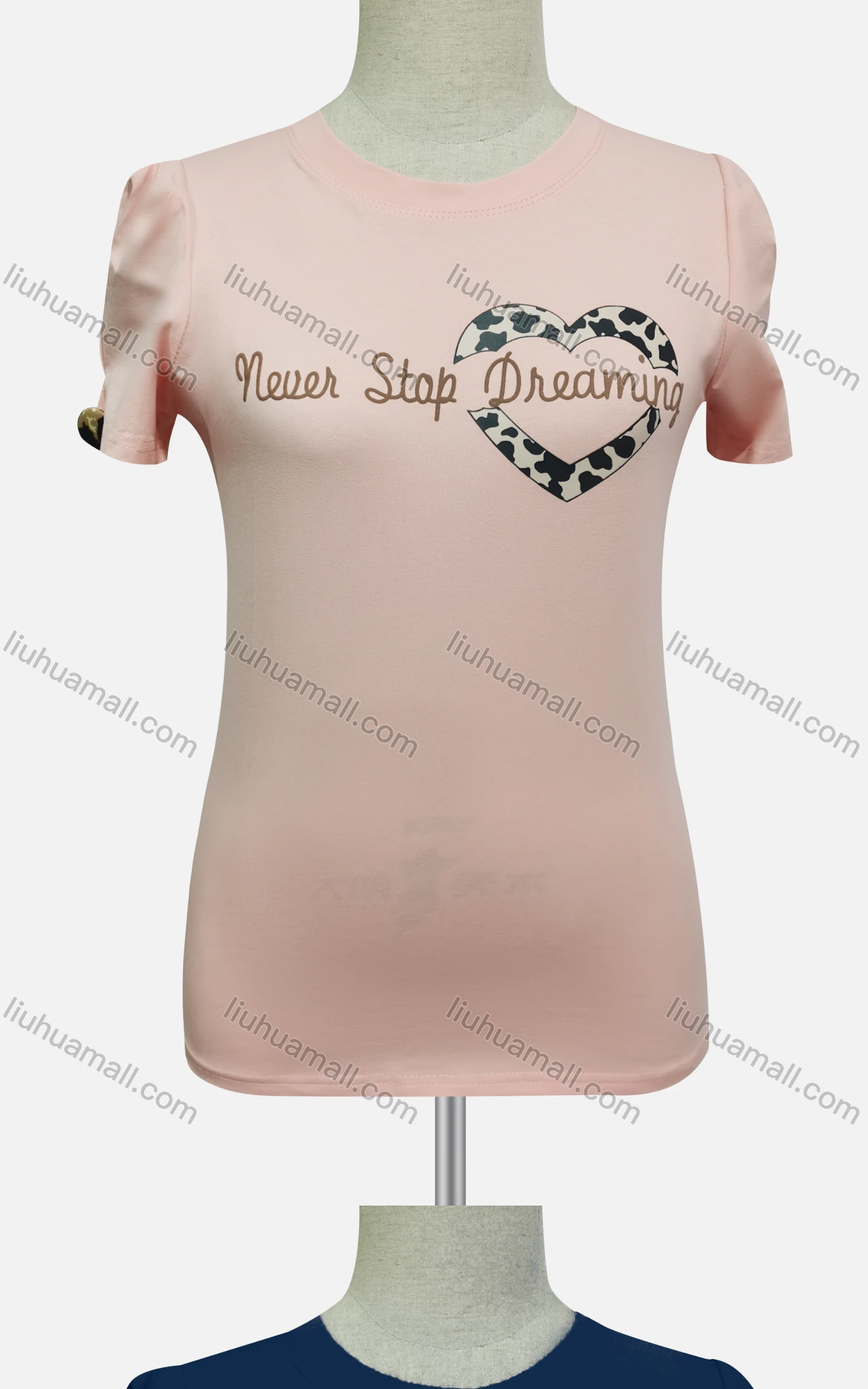 Wholesale Women's Casual Crew Neck Short Sleeve Letter Top - Liuhuamall