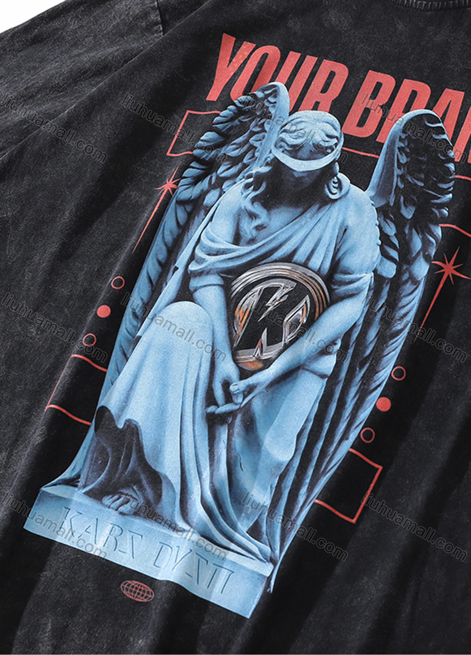 Wholesale Men's Fashion Oversized Crew Neck Short Sleeve Wash Distressed Graphic T-shirt 738# - Liuhuamall