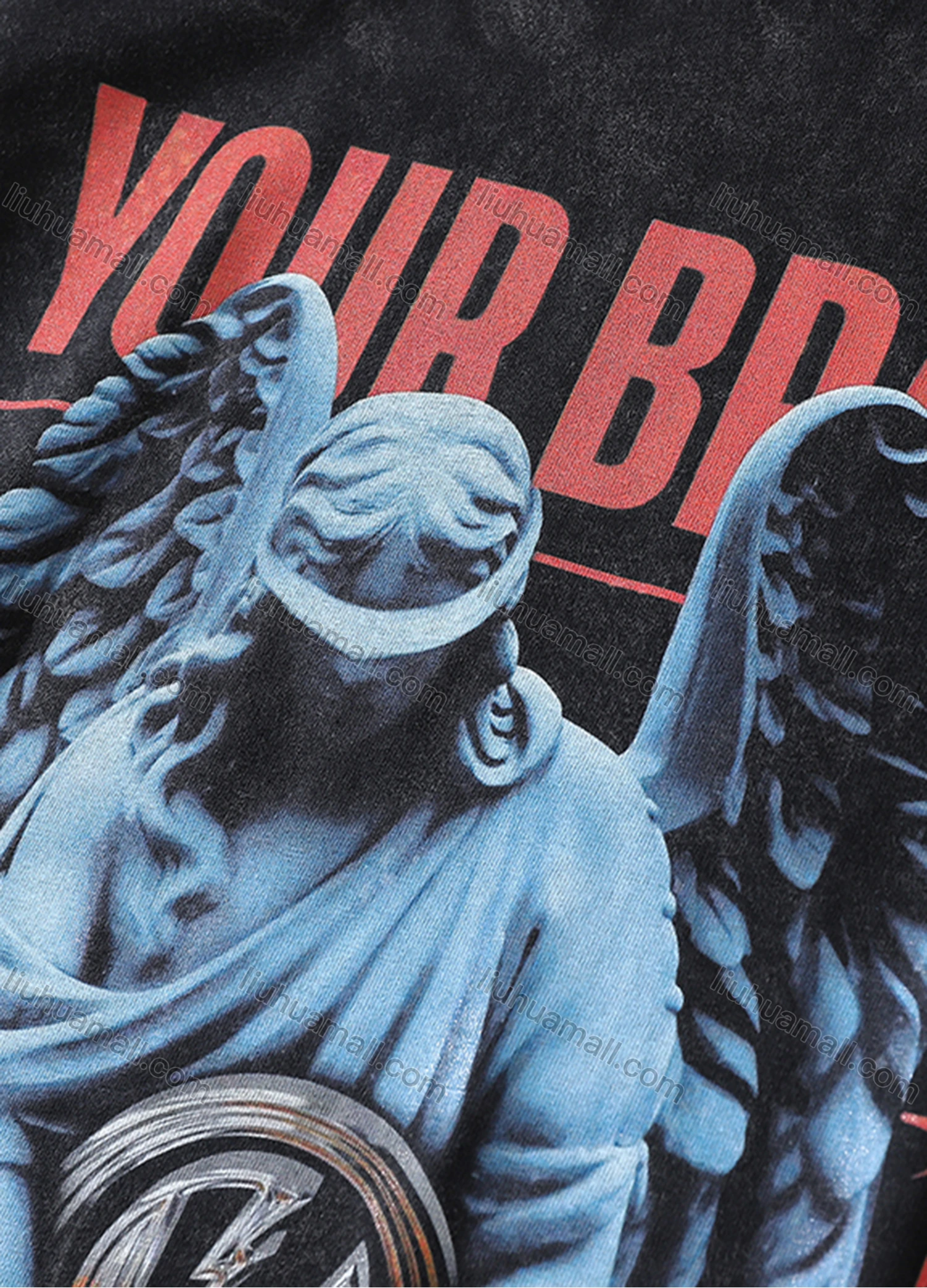 Wholesale Men's Fashion Oversized Crew Neck Short Sleeve Wash Distressed Graphic T-shirt 738# - Liuhuamall