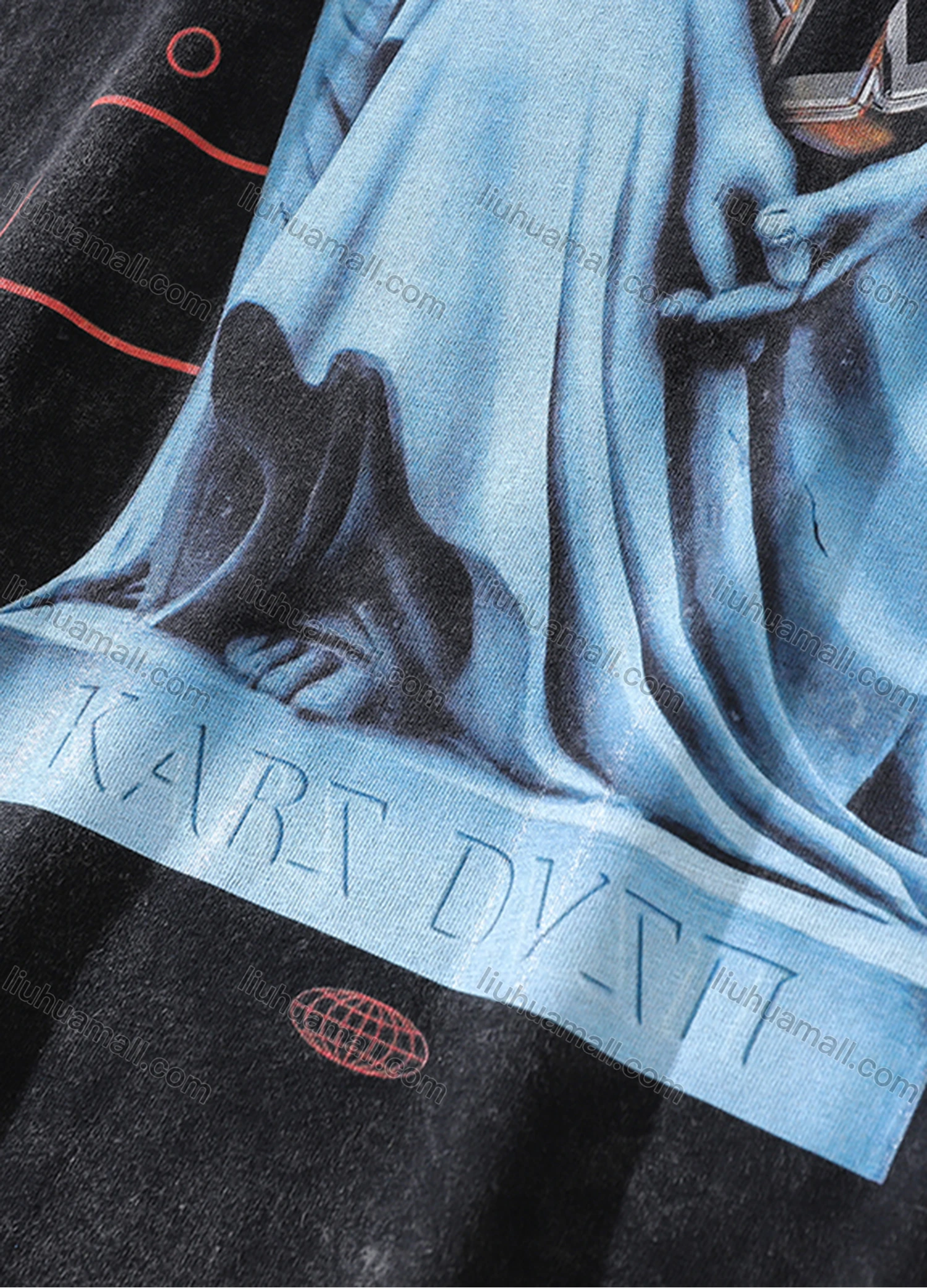 Wholesale Men's Fashion Oversized Crew Neck Short Sleeve Wash Distressed Graphic T-shirt 738# - Liuhuamall