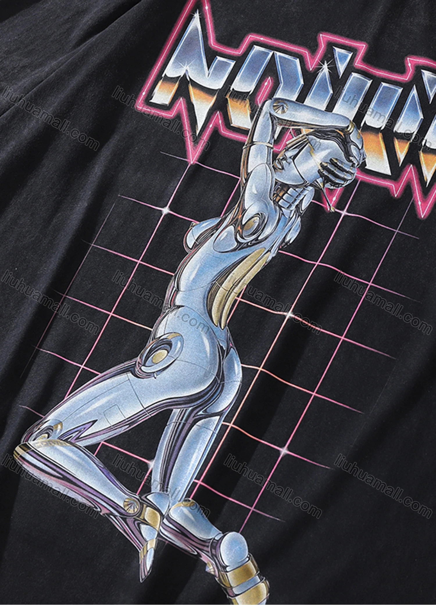 Wholesale Men's Fashion Oversized Crew Neck Short Sleeve Wash Distressed Graphic T-shirt 741# - Liuhuamall