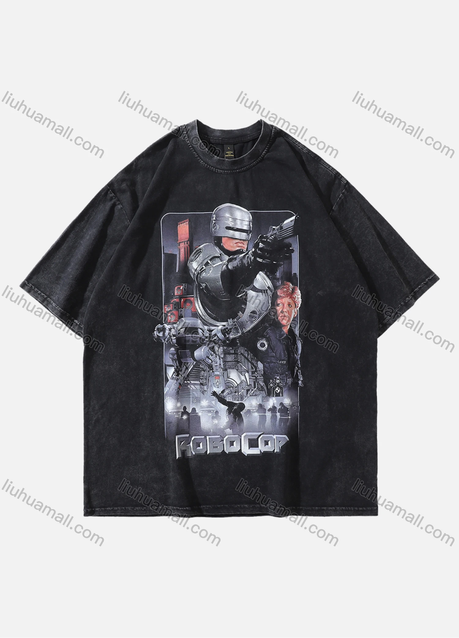 Wholesale Men's Fashion Oversized Crew Neck Short Sleeve Wash Distressed Graphic T-shirt 749# - Liuhuamall