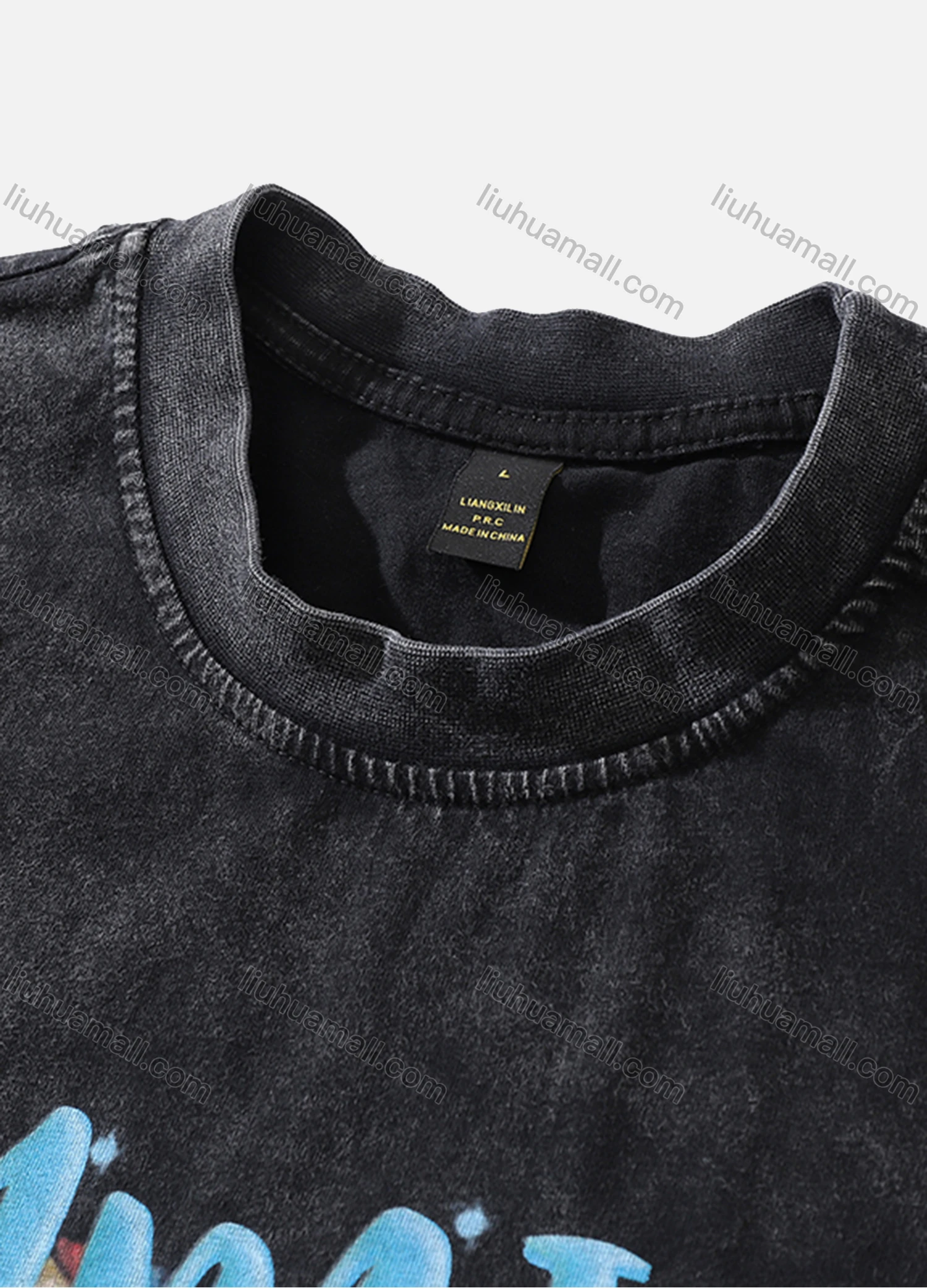 Wholesale Men's Fashion Oversized Crew Neck Short Sleeve Wash Distressed Graphic T-shirt 750# - Liuhuamall