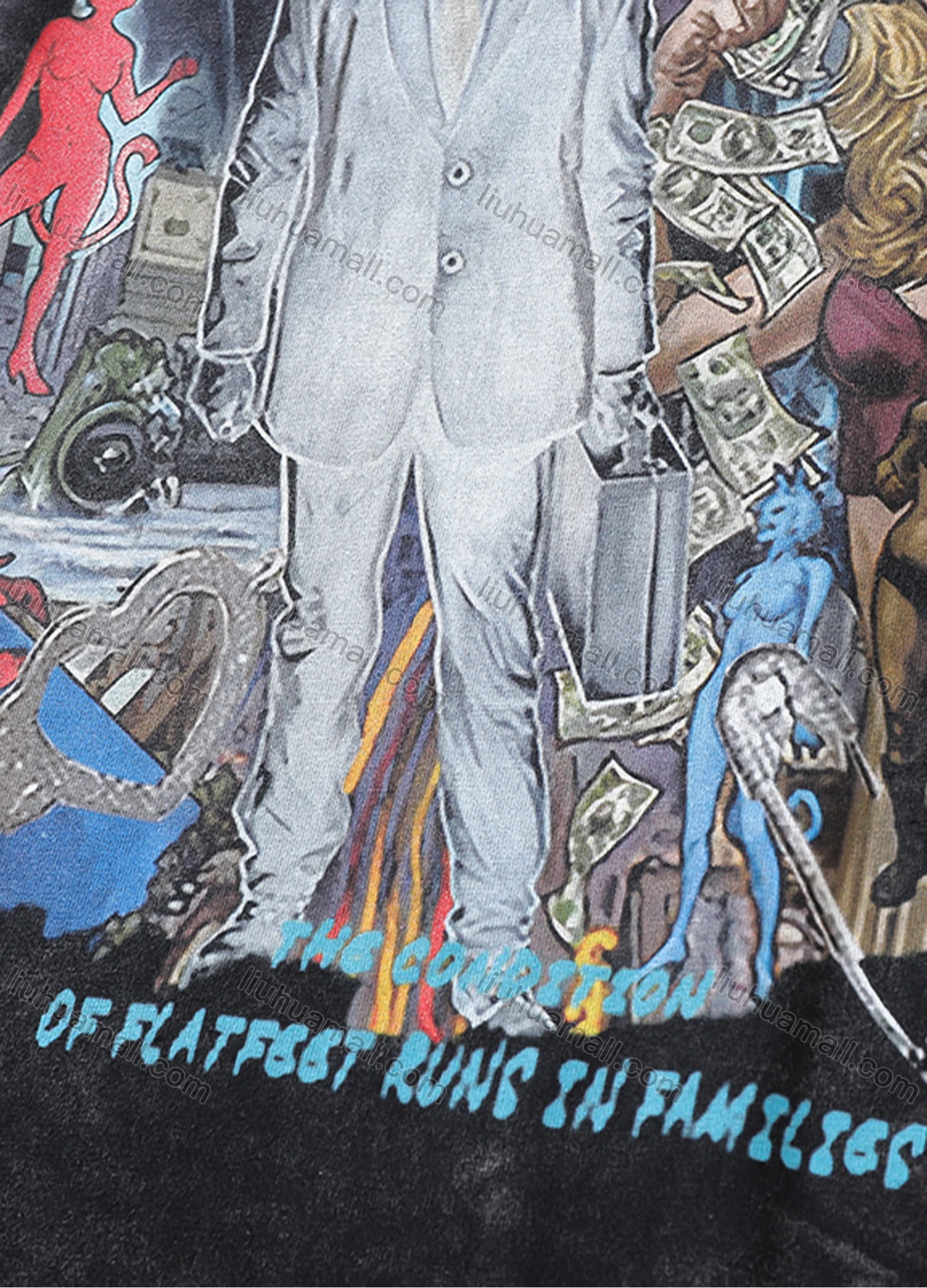 Wholesale Men's Fashion Oversized Crew Neck Short Sleeve Wash Distressed Graphic T-shirt 750# - Liuhuamall