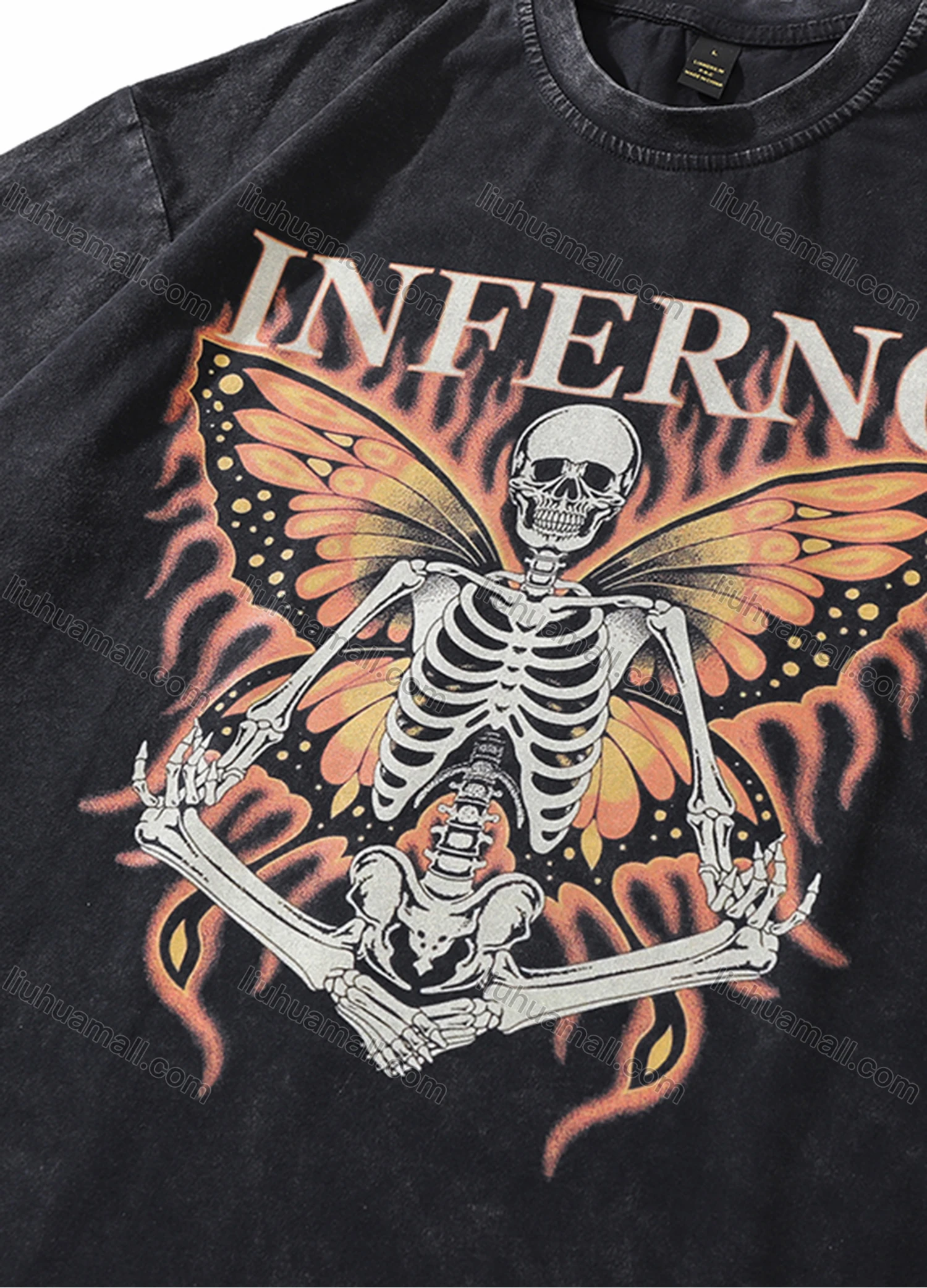 Wholesale Men's Fashion Hip Hop Oversized Crew Neck Short Sleeve Wash Distressed Graphic T-shirt 764# - Liuhuamall