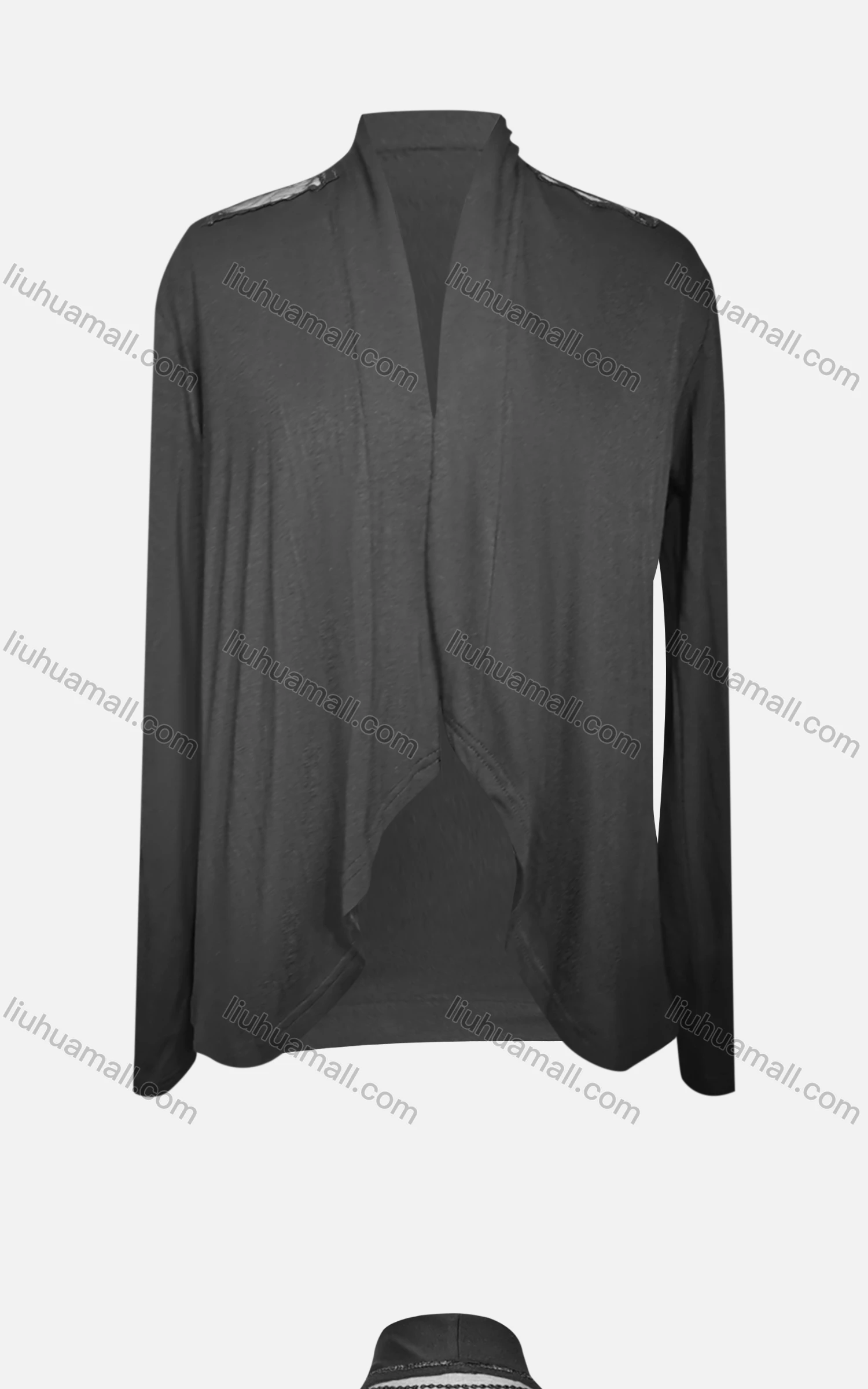 Wholesale Women's Casual Plain High Neck Long Sleeve Embroidered Cardigan - Liuhuamall