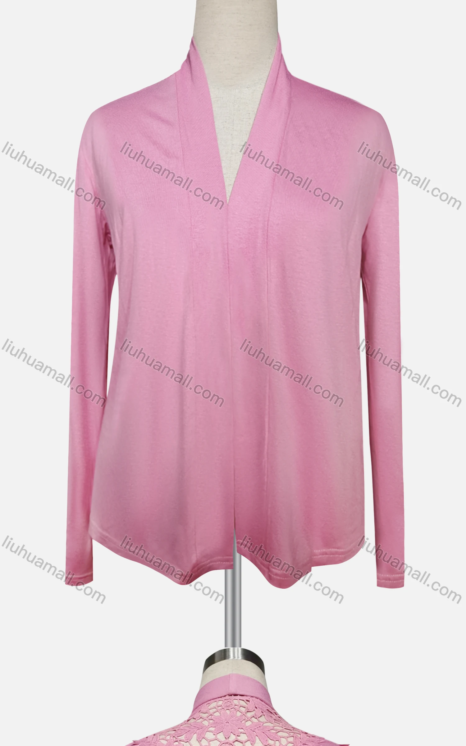 Wholesale Women's Casual Plain High Neck Long Sleeve Embroidered Cardigan - Liuhuamall