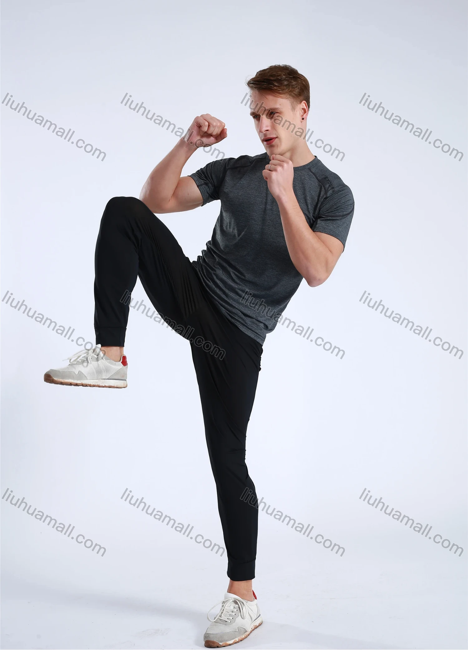 Wholesale Men's Athletic Workout Breathable Quick Dry Short Sleeve T-shirt B90082# - Liuhuamall