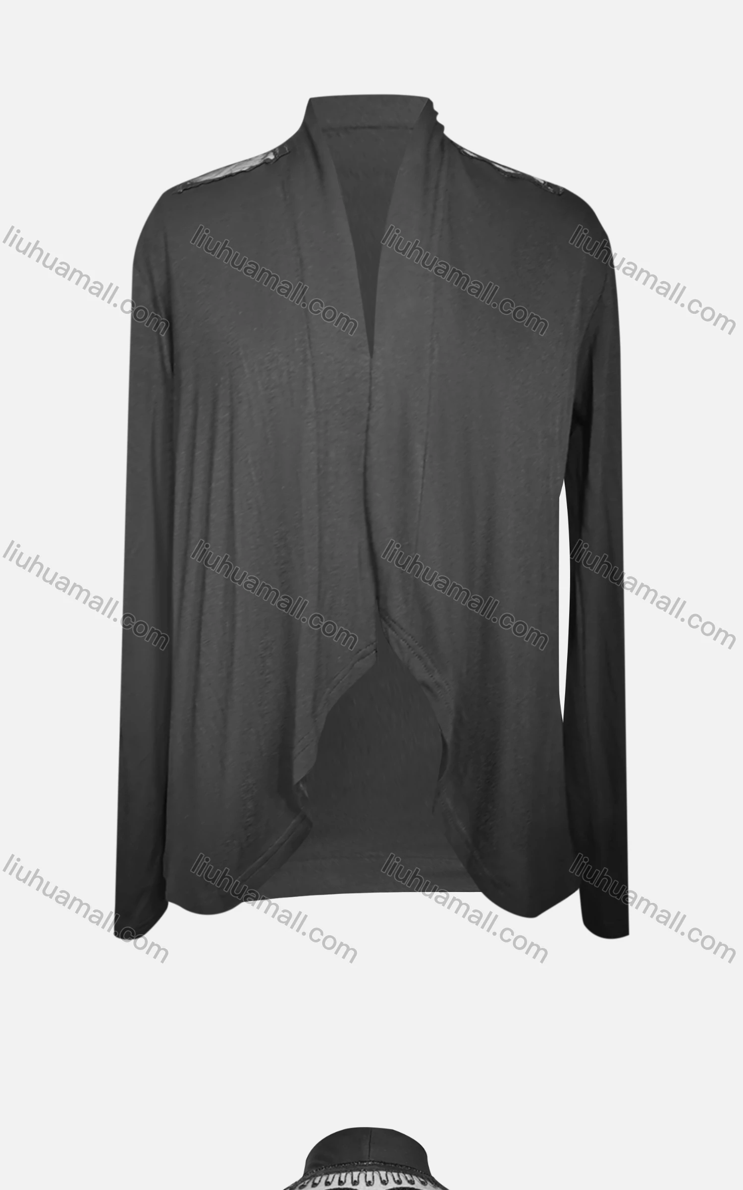 Wholesale Women's Casual Long Sleeve High Neck Plain Embroidered Cardigan - Liuhuamall