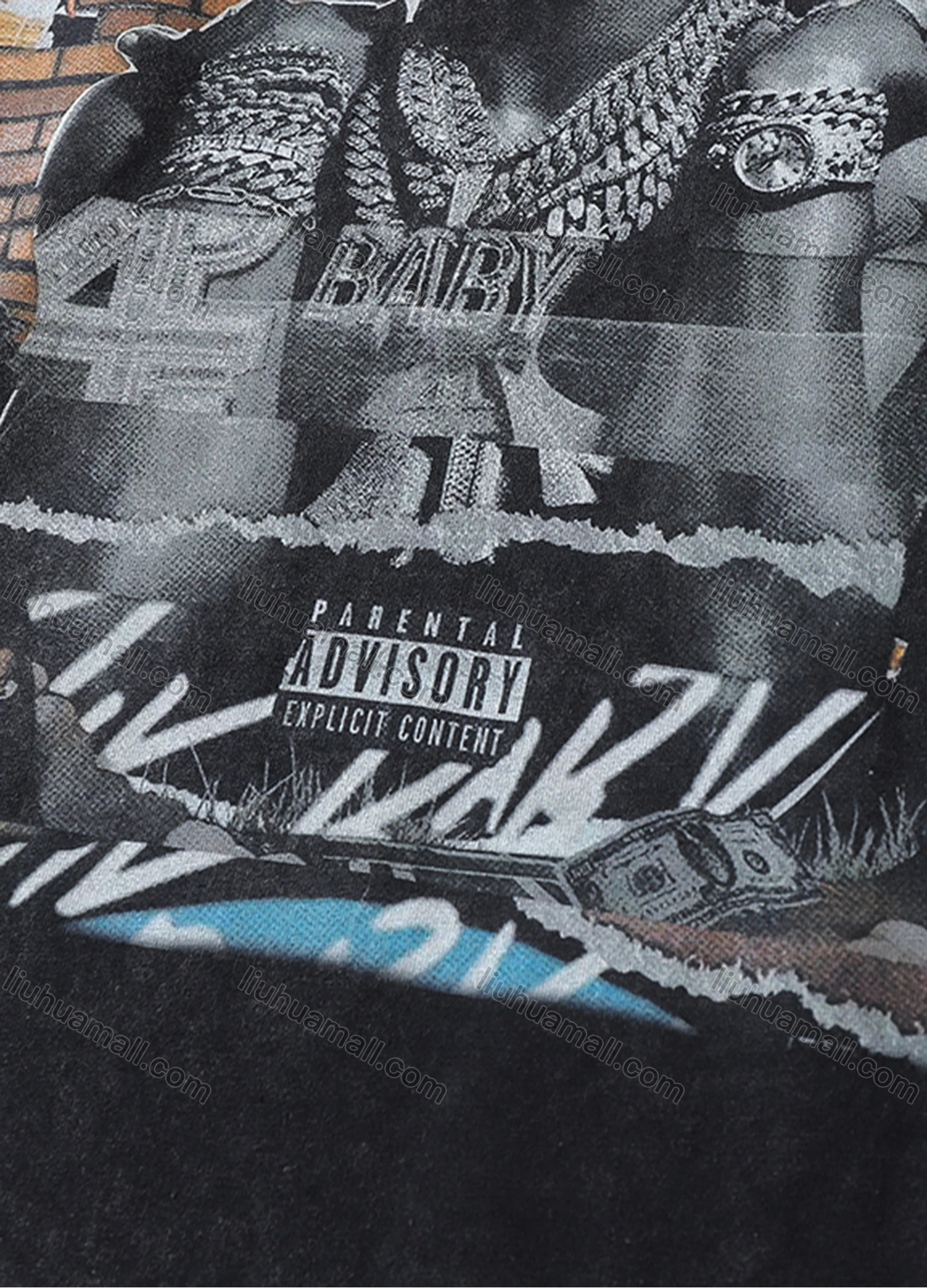 Wholesale Men's Fashion Hip Hop Oversized Crew Neck Short Sleeve Wash Distressed Graphic T-shirt 771# - Liuhuamall