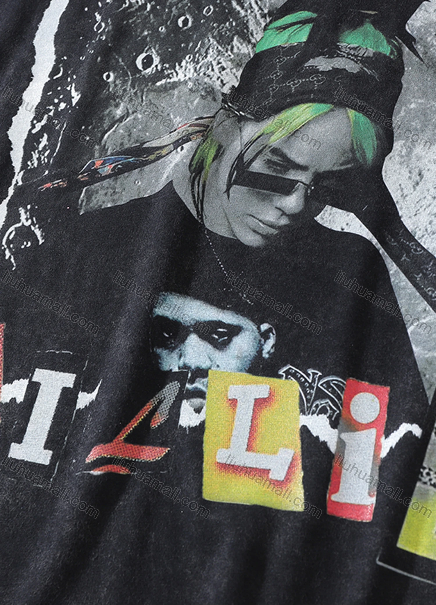 Wholesale Men's Fashion Hip Hop Oversized Crew Neck Short Sleeve Wash Distressed Graphic T-shirt 777# - Liuhuamall