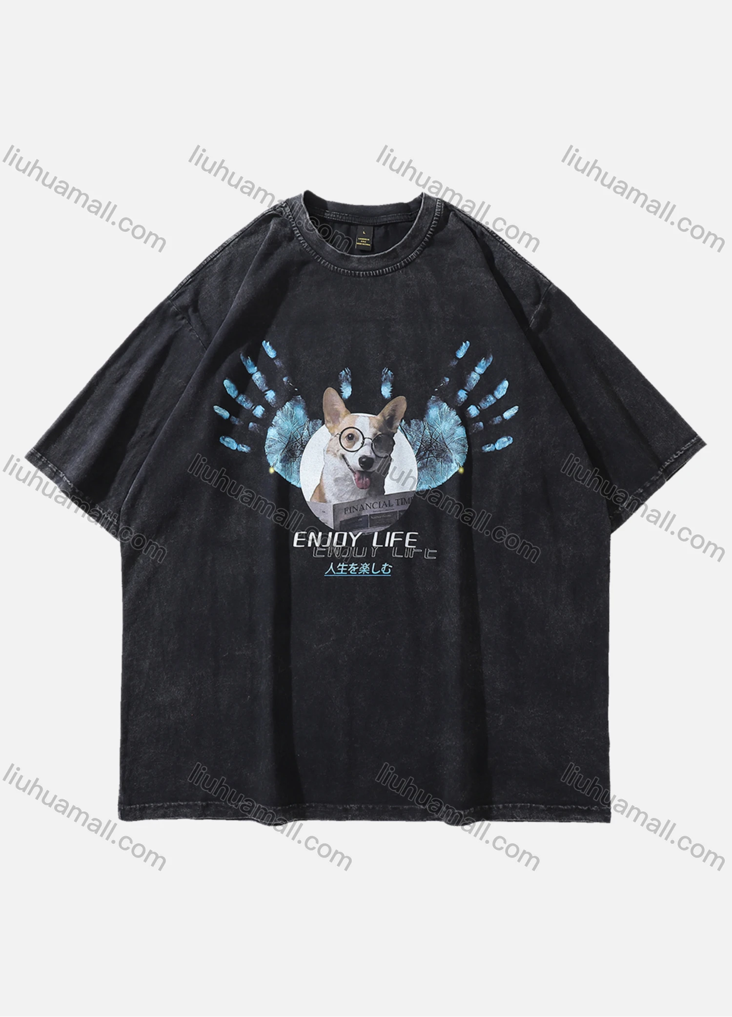 Wholesale Men's Fashion Hip Hop Oversized Crew Neck Short Sleeve Wash Distressed Graphic T-shirt 780# - Liuhuamall