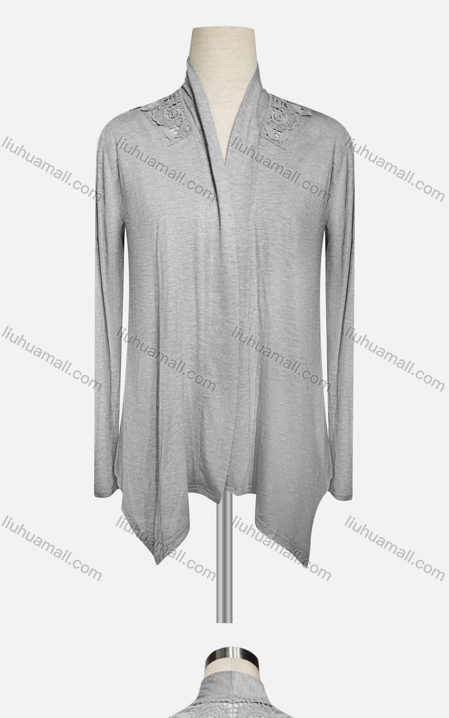 Wholesale Women's Casual Embroidered Long Sleeve High Neck Plain Cardigan - Liuhuamall