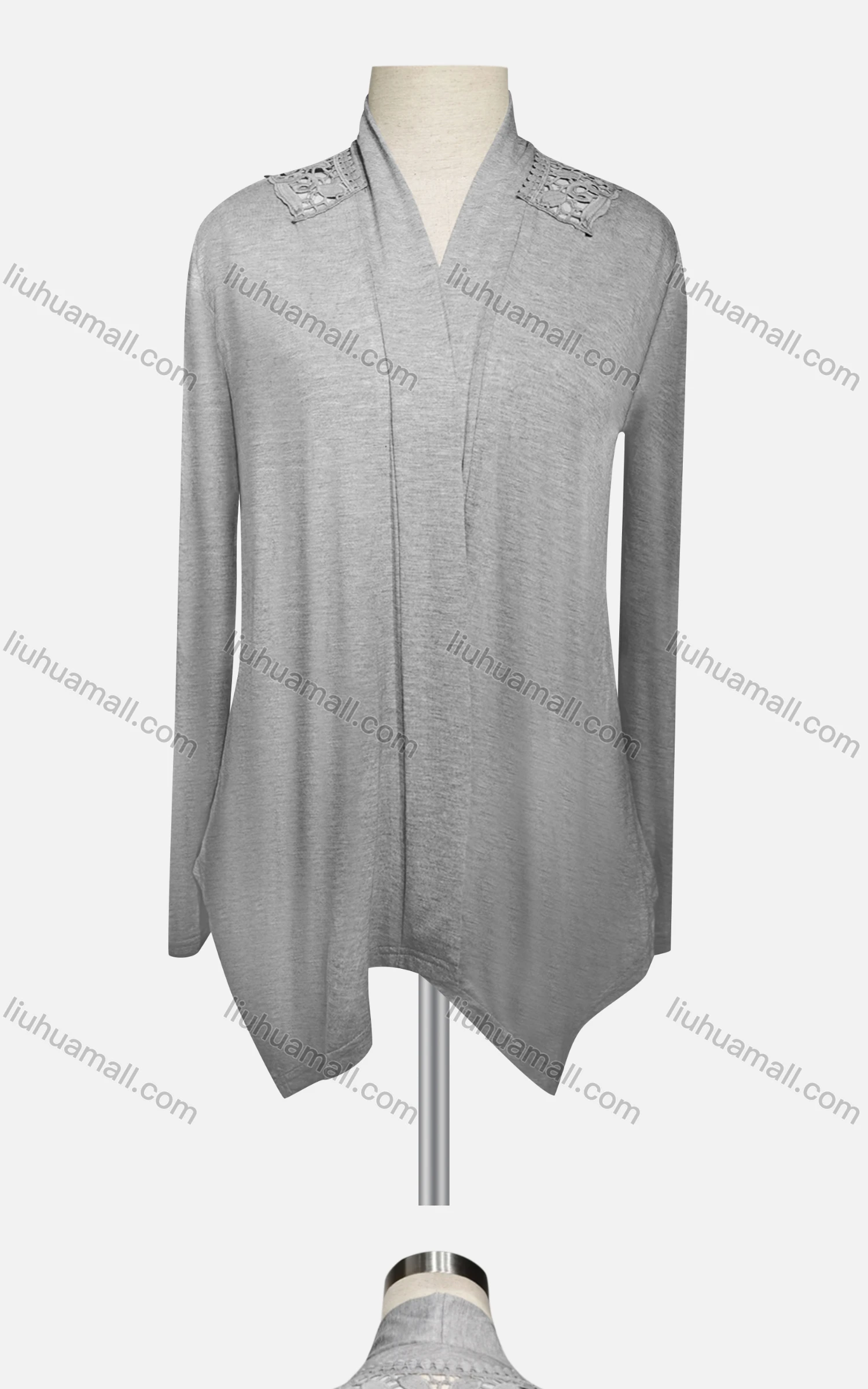 Wholesale Women's Casual Embroidered Long Sleeve High Neck Plain Cardigan - Liuhuamall