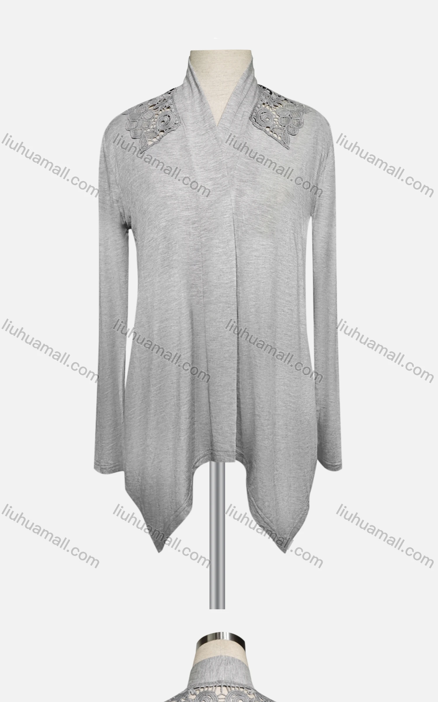 Wholesale Women's Casual Embroidered Long Sleeve High Neck Plain Cardigan - Liuhuamall