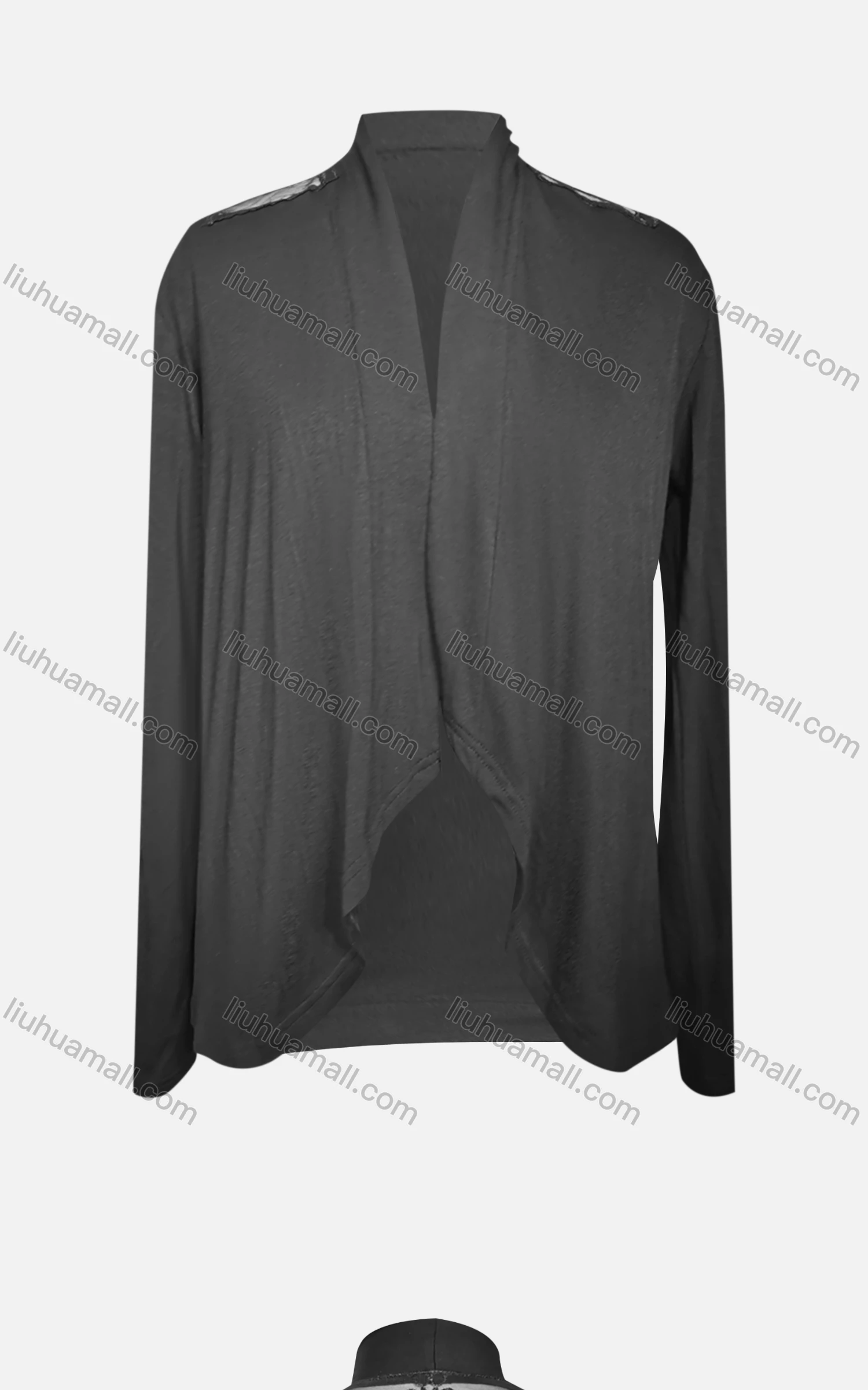 Wholesale Women's Casual Embroidered Long Sleeve High Neck Plain Cardigan - Liuhuamall
