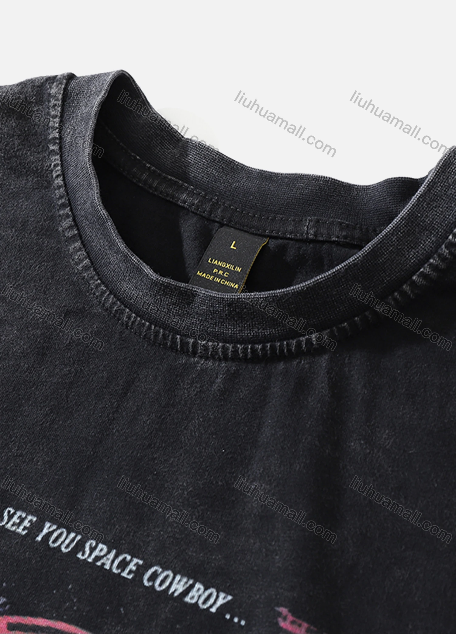 Wholesale Men's Fashion Hip Hop Oversized Crew Neck Short Sleeve Wash Distressed Graphic T-shirt 781# - Liuhuamall