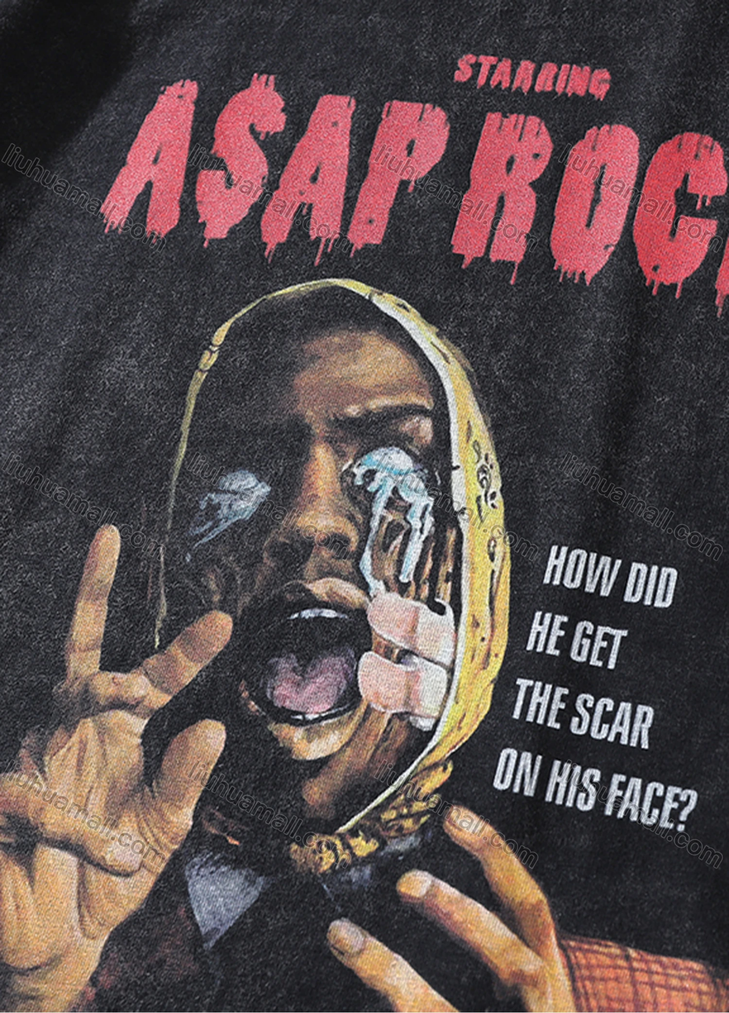 Wholesale Men's Fashion Hip Hop Oversized Crew Neck Short Sleeve Wash Distressed Graphic T-shirt 787# - Liuhuamall