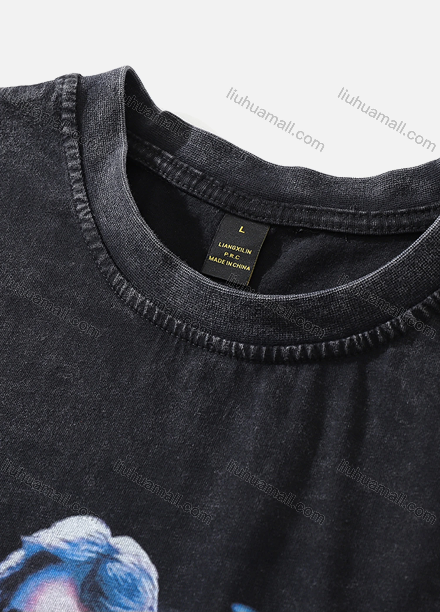 Wholesale Men's Fashion Hip Hop Oversized Crew Neck Short Sleeve Wash Distressed Graphic T-shirt 788# - Liuhuamall