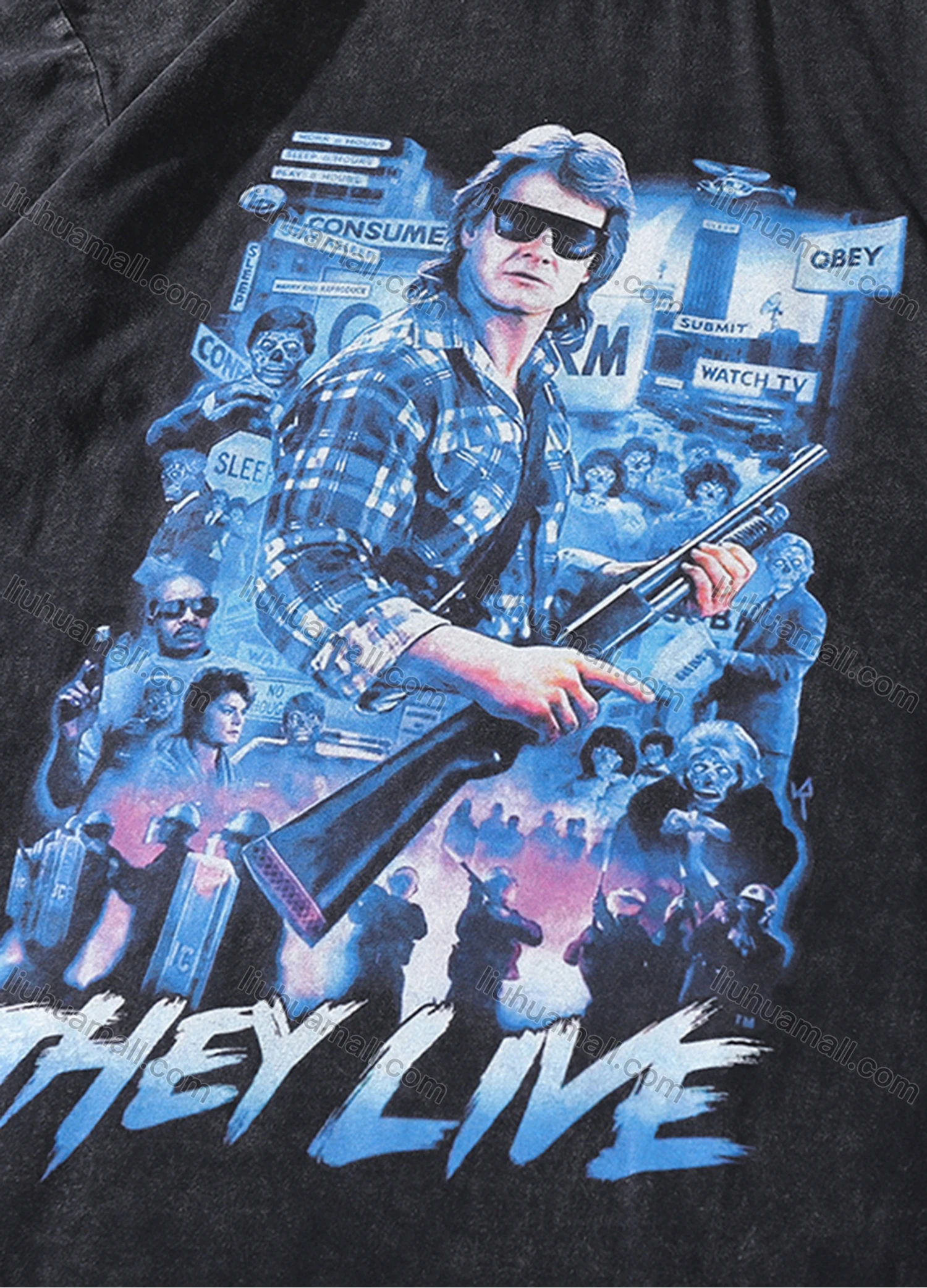 Wholesale Men's Fashion Hip Hop Oversized Crew Neck Short Sleeve Wash Distressed Graphic T-shirt 788# - Liuhuamall