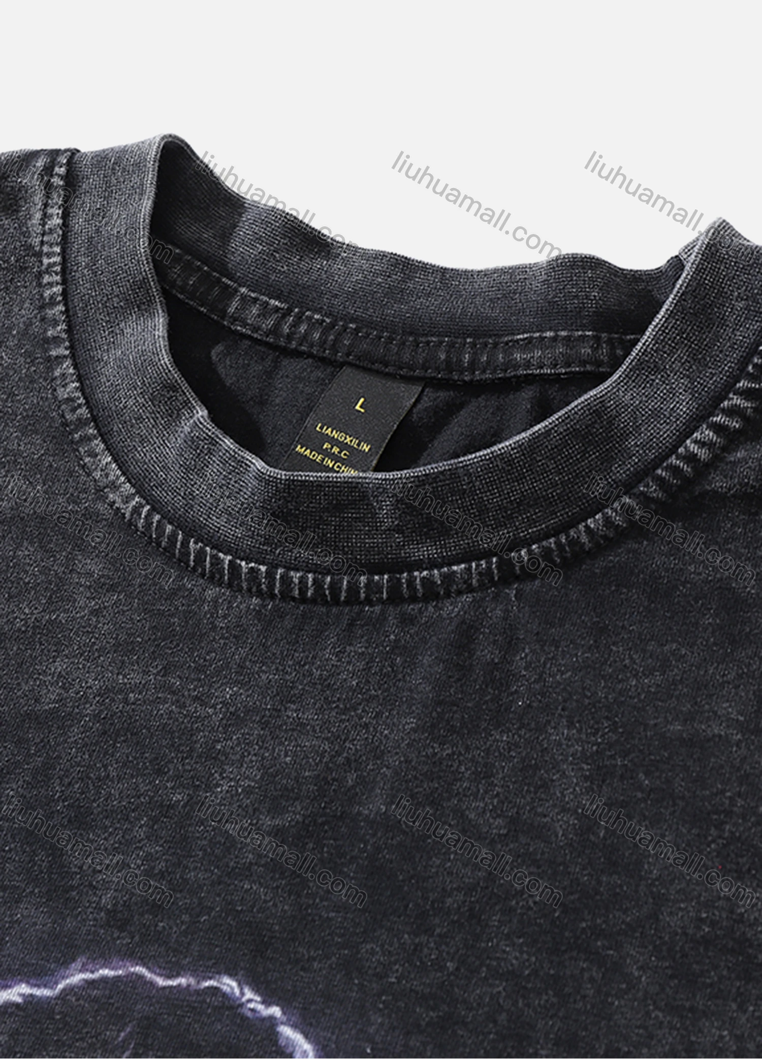 Wholesale Men's Fashion Hip Hop Oversized Crew Neck Short Sleeve Wash Distressed Graphic T-shirt 790# - Liuhuamall