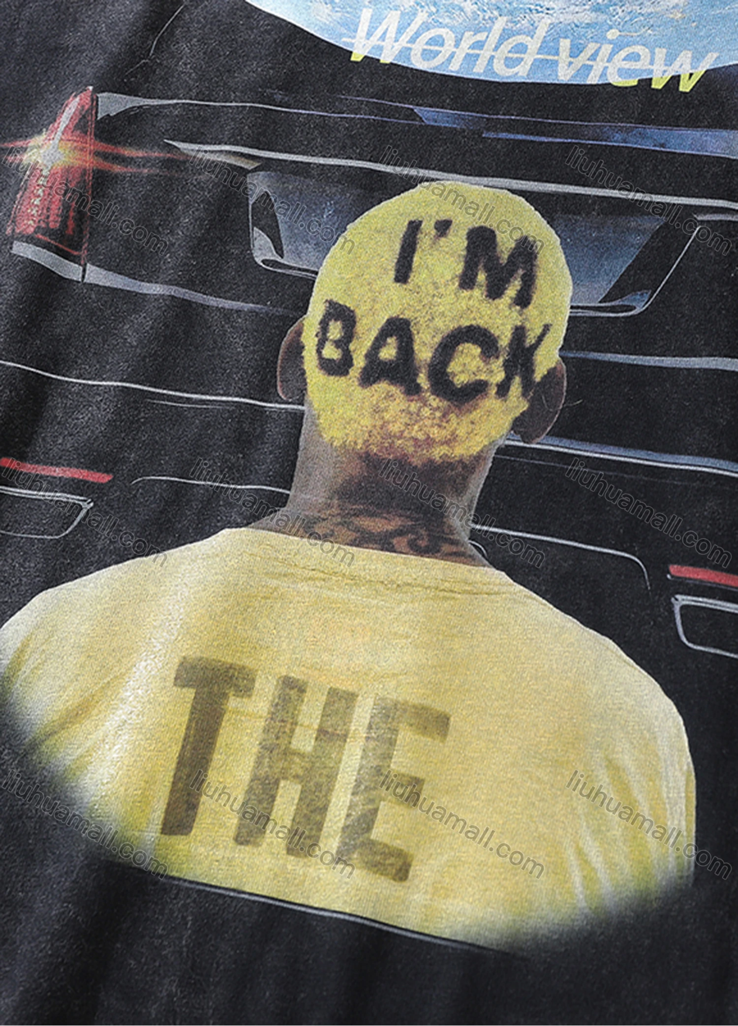 Wholesale Men's Fashion Hip Hop Oversized Crew Neck Short Sleeve Wash Distressed Graphic T-shirt 791# - Liuhuamall