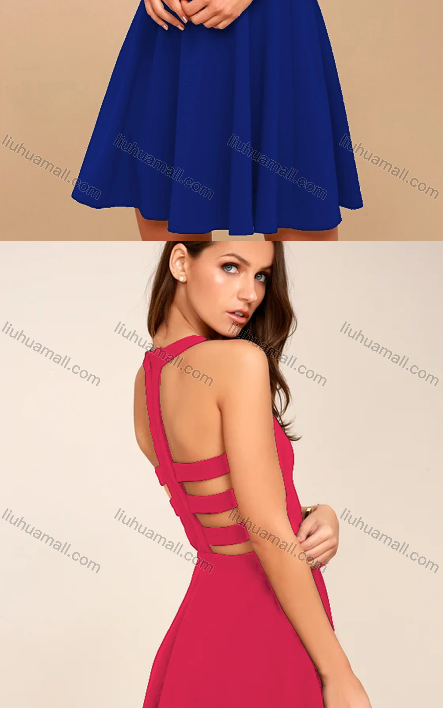 Wholesale Women's Casual Plain Crew Neck Sleeveless High Waist Short Tank Dress - Liuhuamall