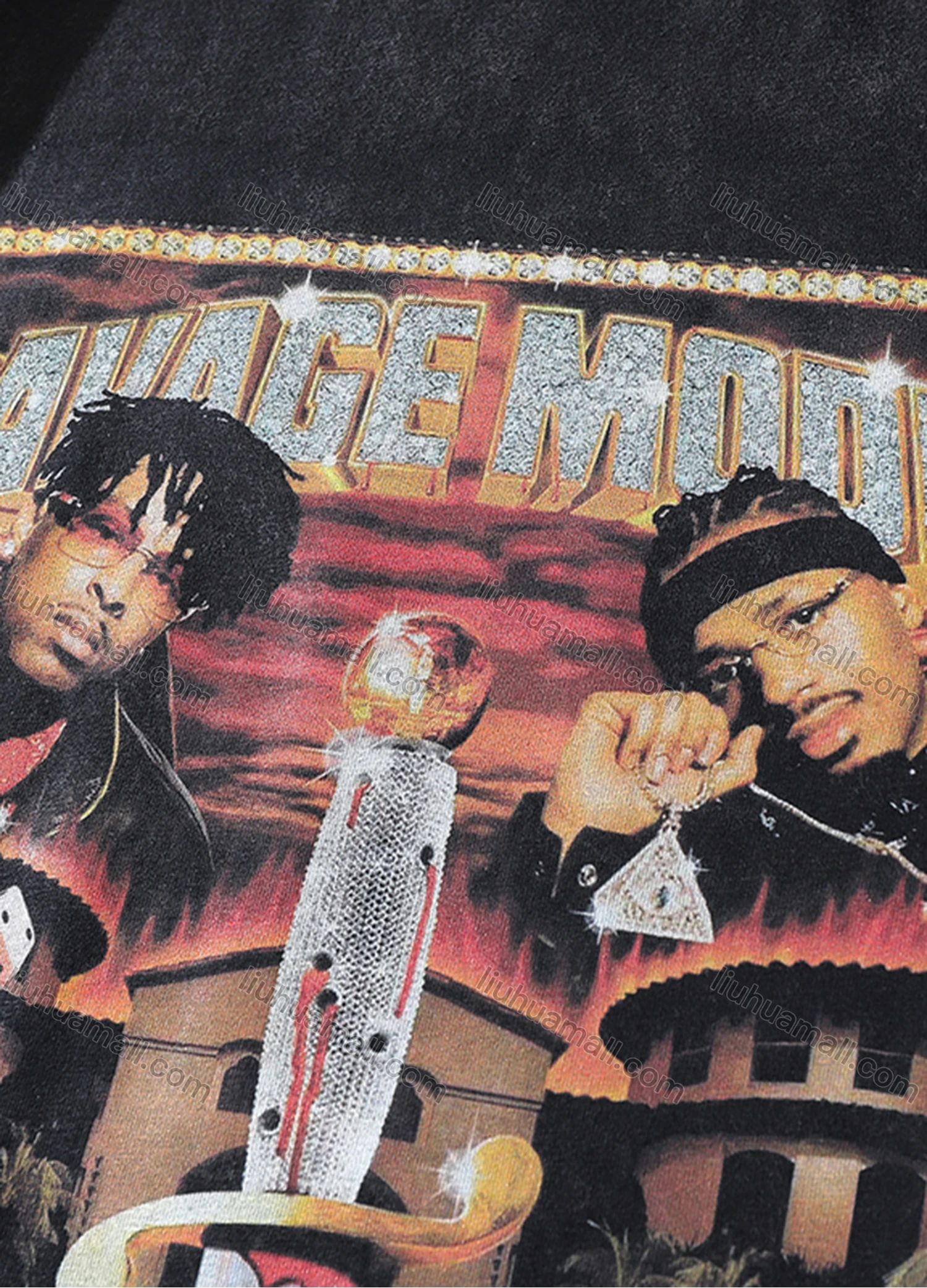 Wholesale Men's Fashion Hip Hop Oversized Crew Neck Short Sleeve Wash Distressed Graphic T-shirt 792# - Liuhuamall