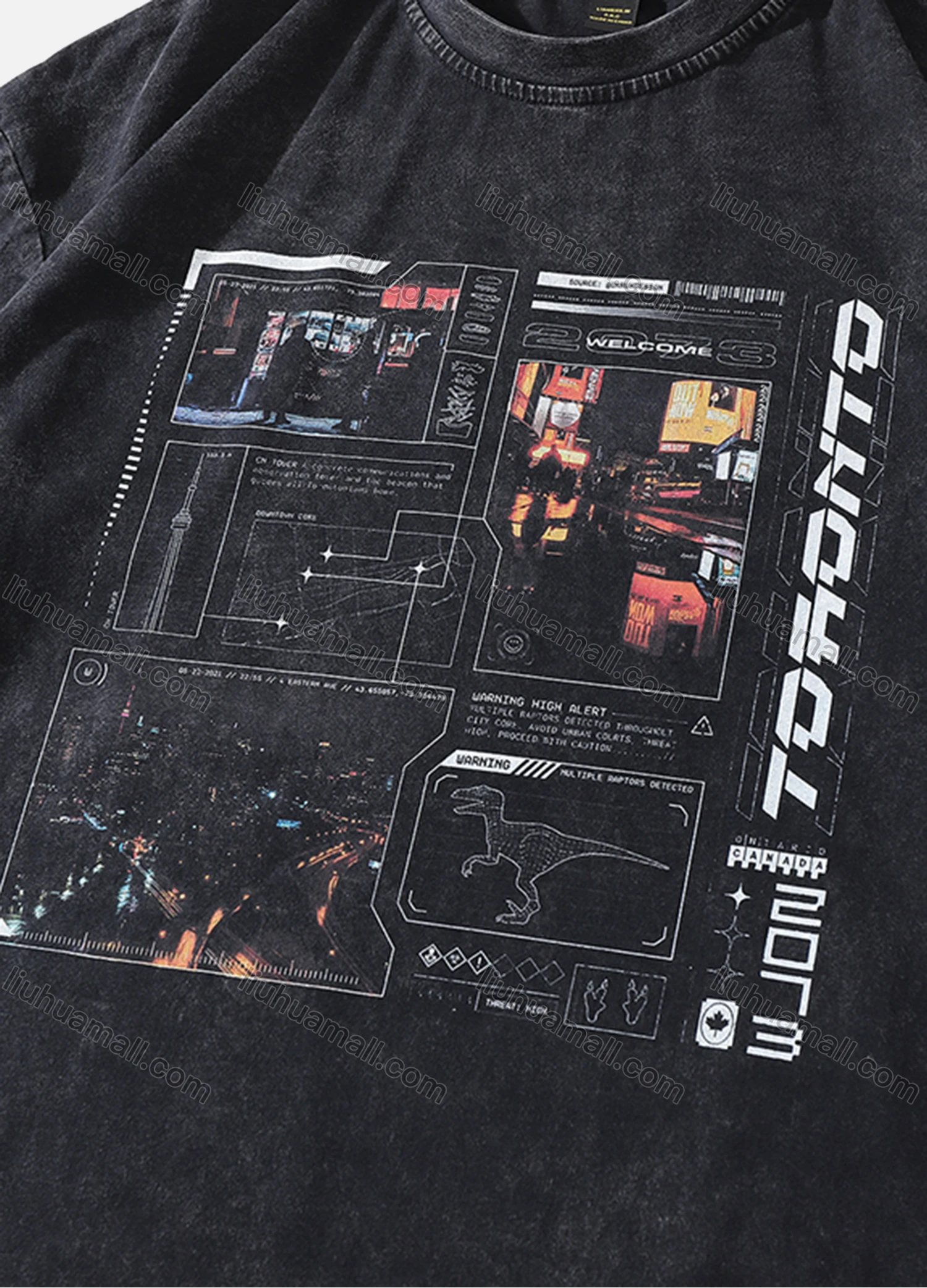 Wholesale Men's Fashion Hip Hop Oversized Crew Neck Short Sleeve Wash Distressed Graphic T-shirt 794# - Liuhuamall