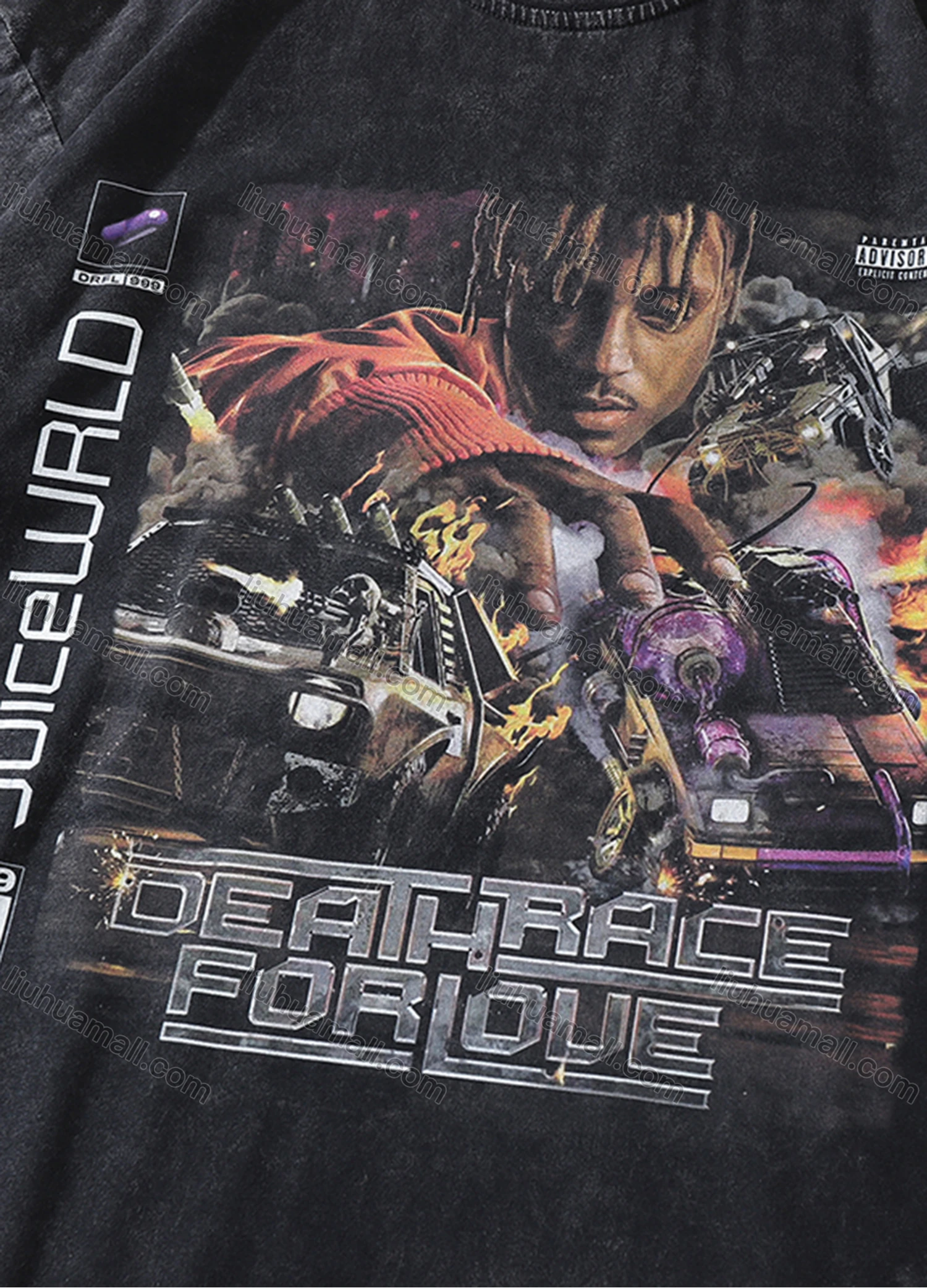 Wholesale Men's Fashion Hip Hop Oversized Crew Neck Short Sleeve Wash Distressed Graphic T-shirt 795# - Liuhuamall