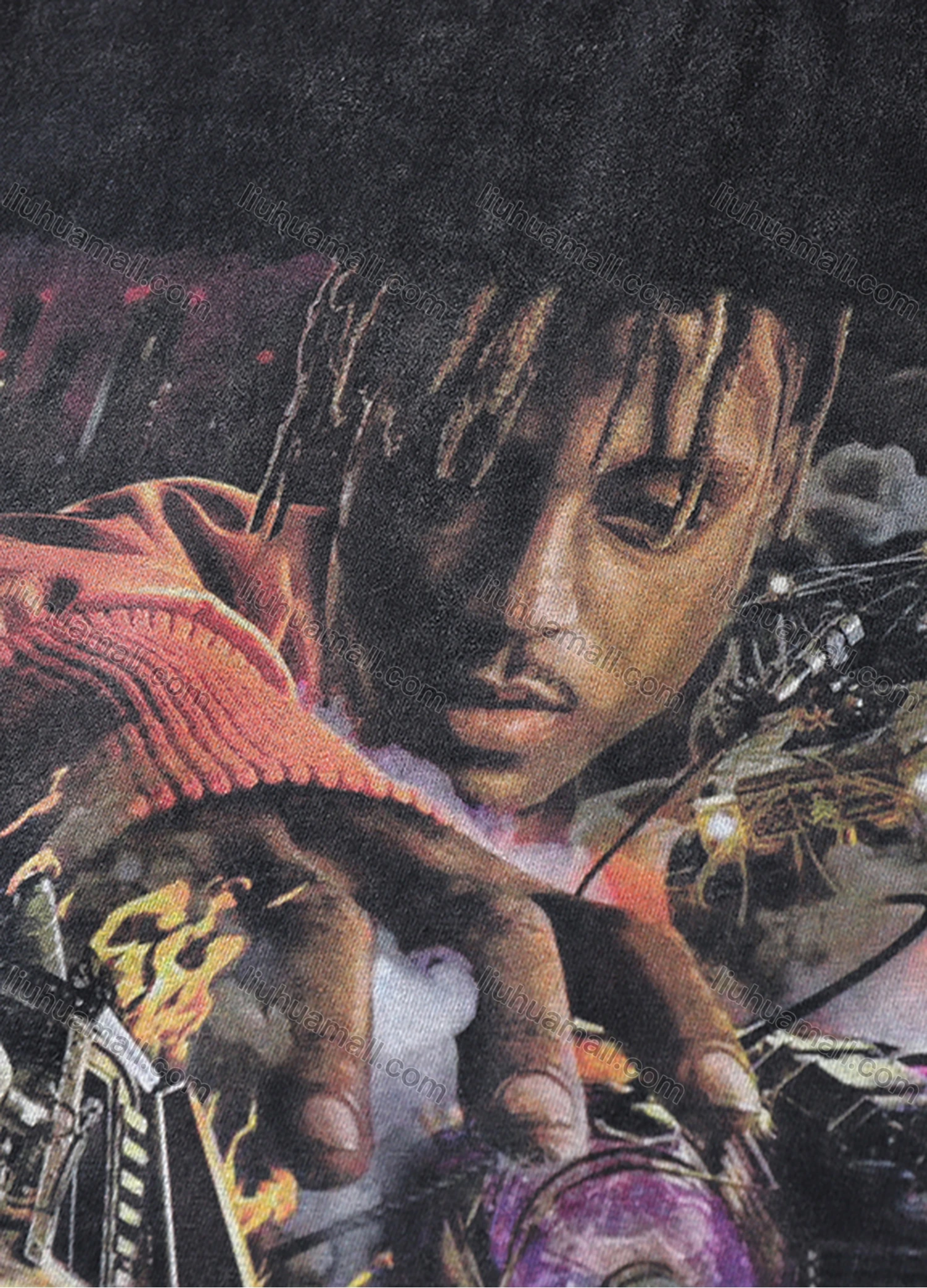 Wholesale Men's Fashion Hip Hop Oversized Crew Neck Short Sleeve Wash Distressed Graphic T-shirt 795# - Liuhuamall