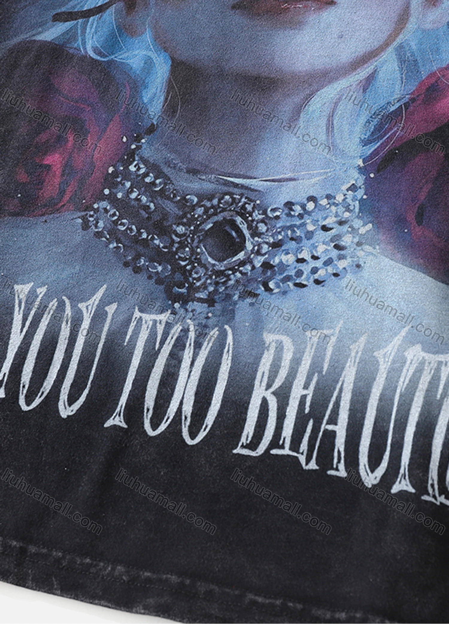 Wholesale Men's Fashion Hip Hop Oversized Crew Neck Short Sleeve Wash Distressed Graphic T-shirt 798# - Liuhuamall