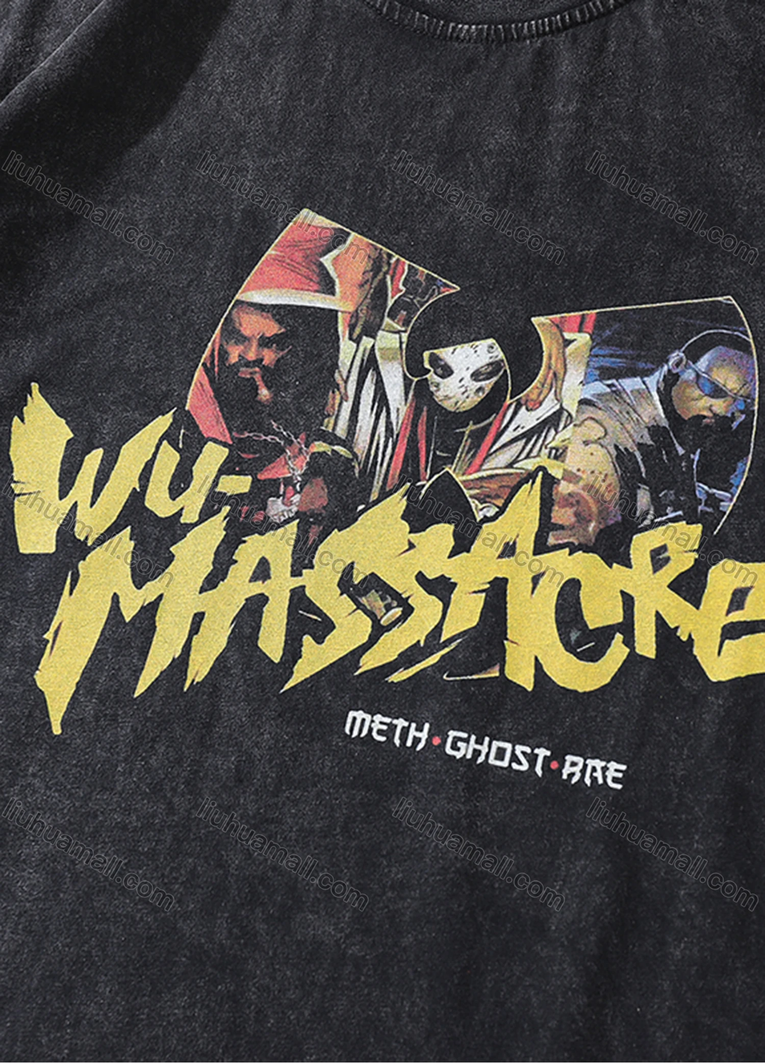 Wholesale Men's Fashion Hip Hop Oversized Crew Neck Short Sleeve Wash Distressed Graphic T-shirt 799# - Liuhuamall