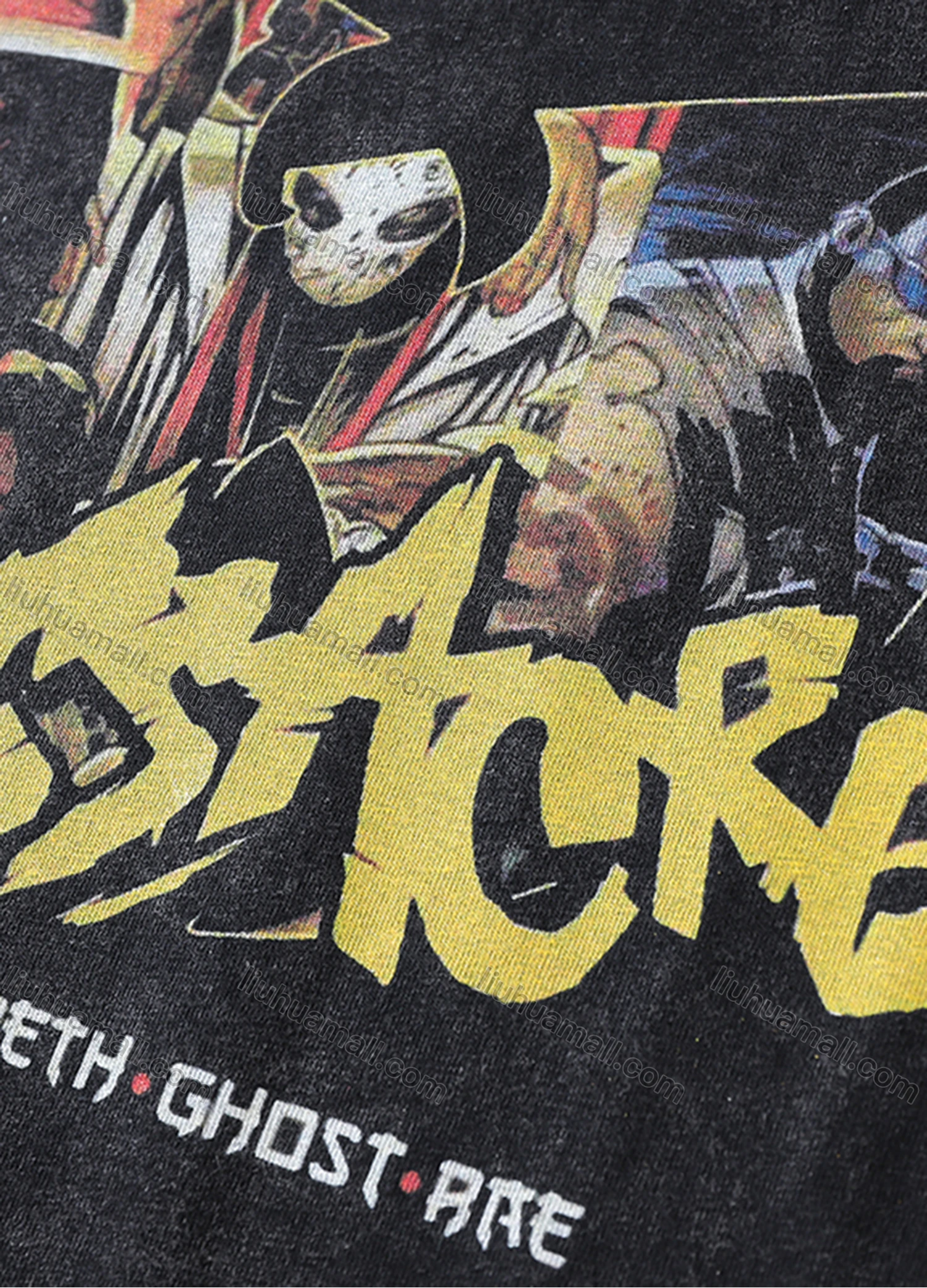 Wholesale Men's Fashion Hip Hop Oversized Crew Neck Short Sleeve Wash Distressed Graphic T-shirt 799# - Liuhuamall