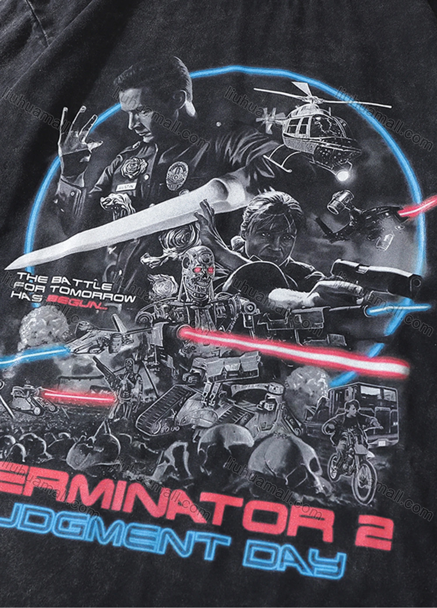 Wholesale Men's Fashion Hip Hop Oversized Crew Neck Short Sleeve Wash Distressed Graphic T-shirt 801# - Liuhuamall