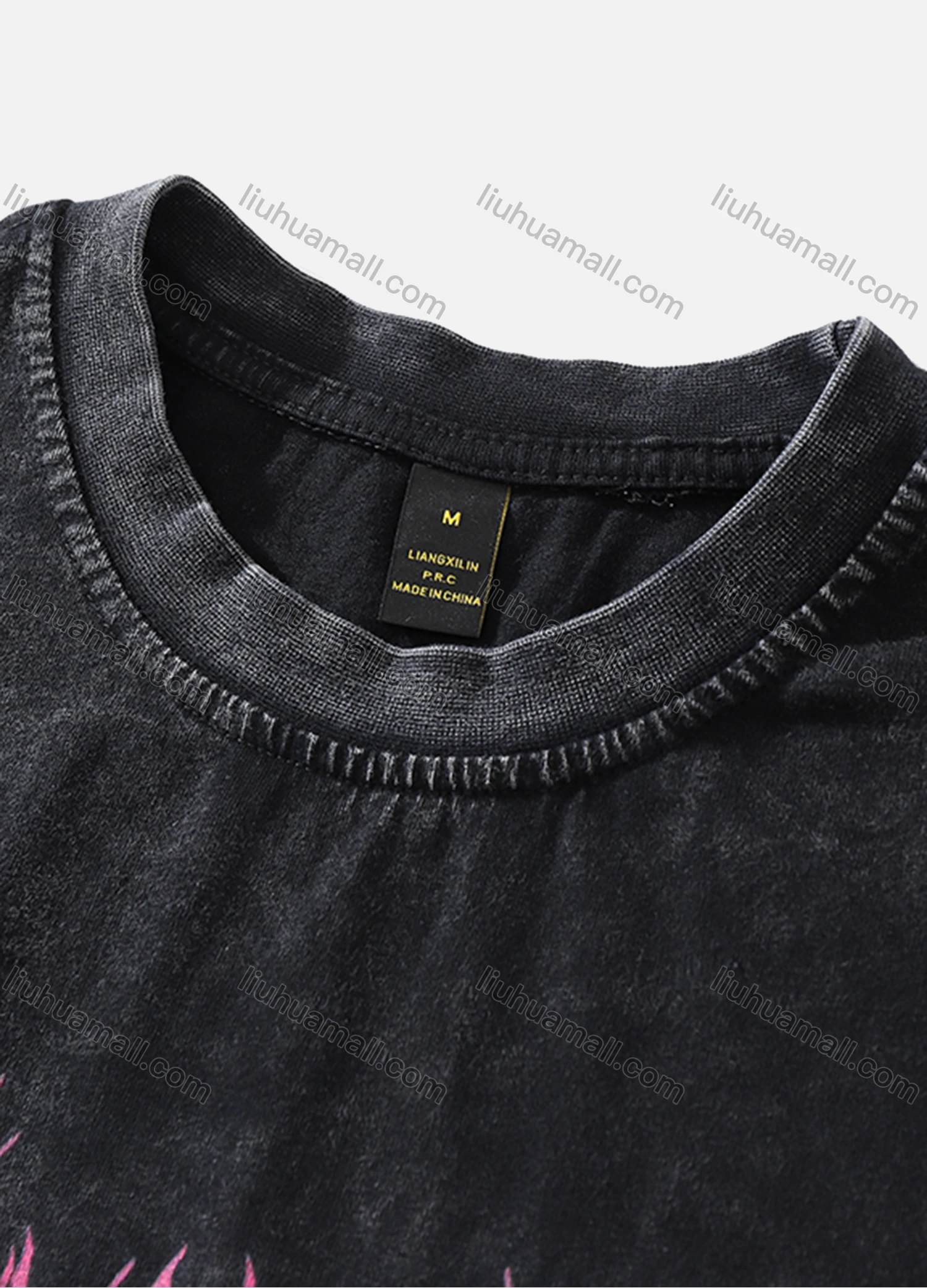 Wholesale Men's Fashion Hip Hop Oversized Crew Neck Short Sleeve Wash Distressed Graphic T-shirt 802# - Liuhuamall