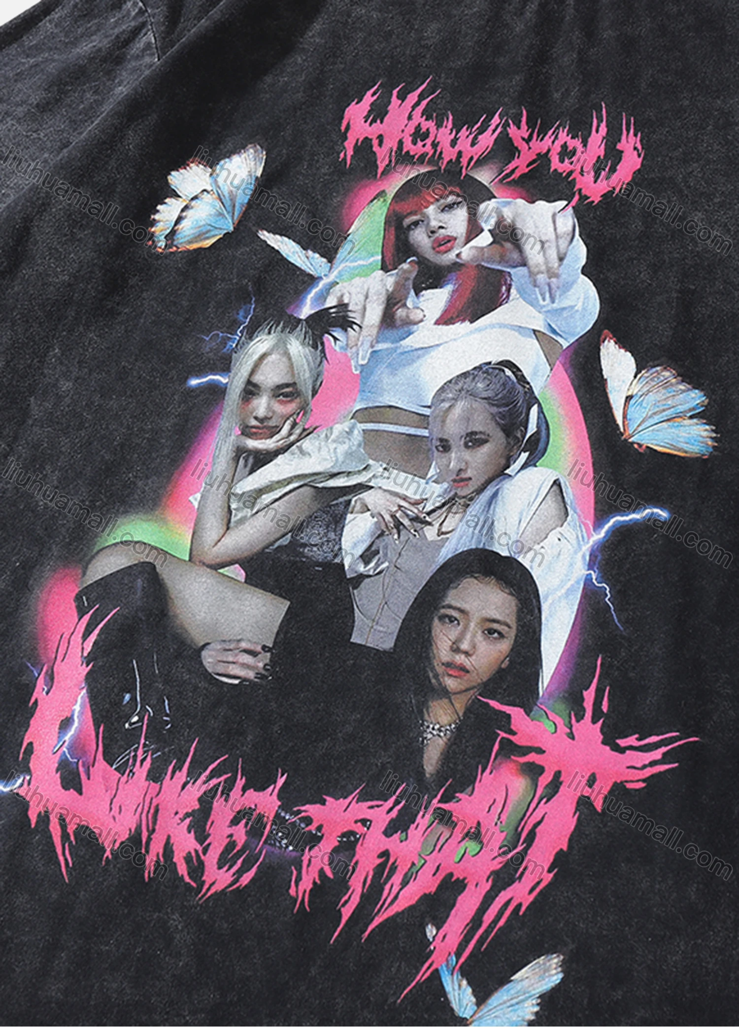 Wholesale Men's Fashion Hip Hop Oversized Crew Neck Short Sleeve Wash Distressed Graphic T-shirt 802# - Liuhuamall