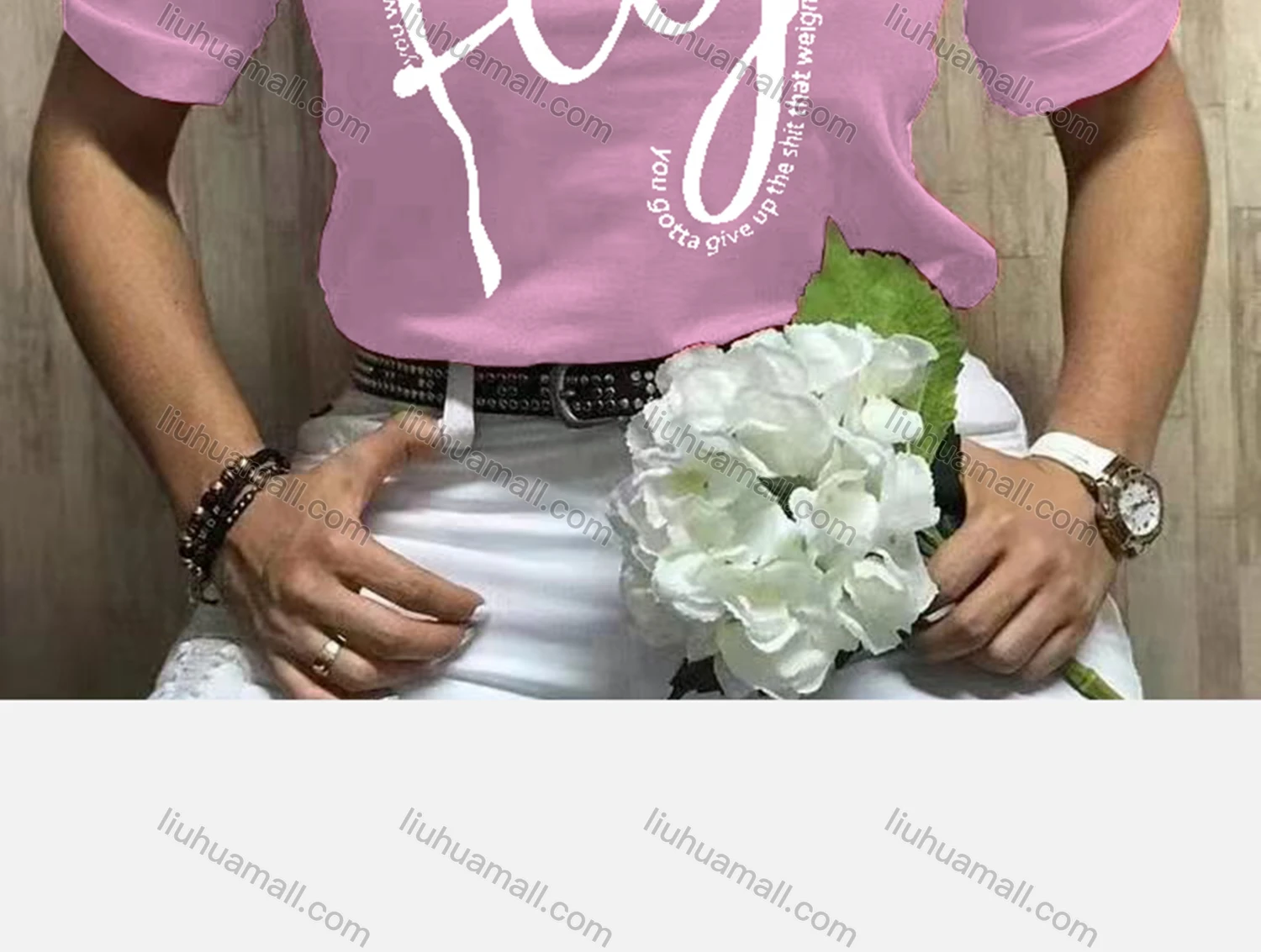 Wholesale Women's Casual Crew Neck Puff Sleeve Ruffle Trim Letter Top - Liuhuamall