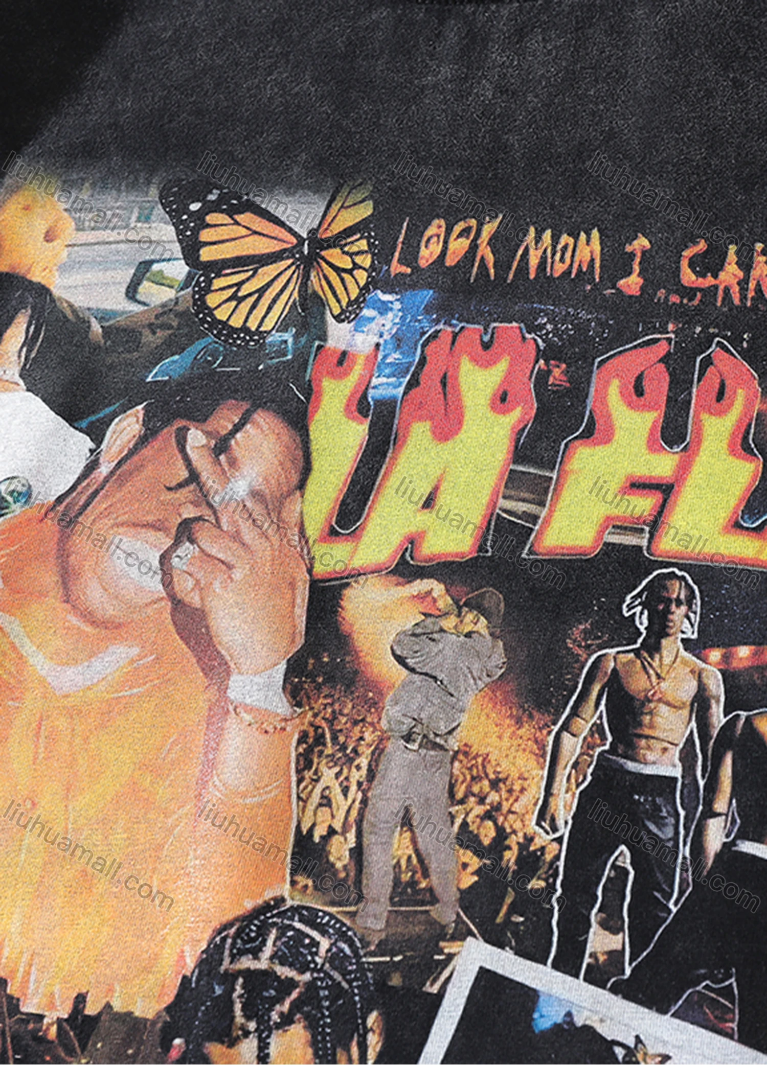 Wholesale Men's Fashion Hip Hop Oversized Crew Neck Short Sleeve Wash Distressed Graphic T-shirt 804# - Liuhuamall