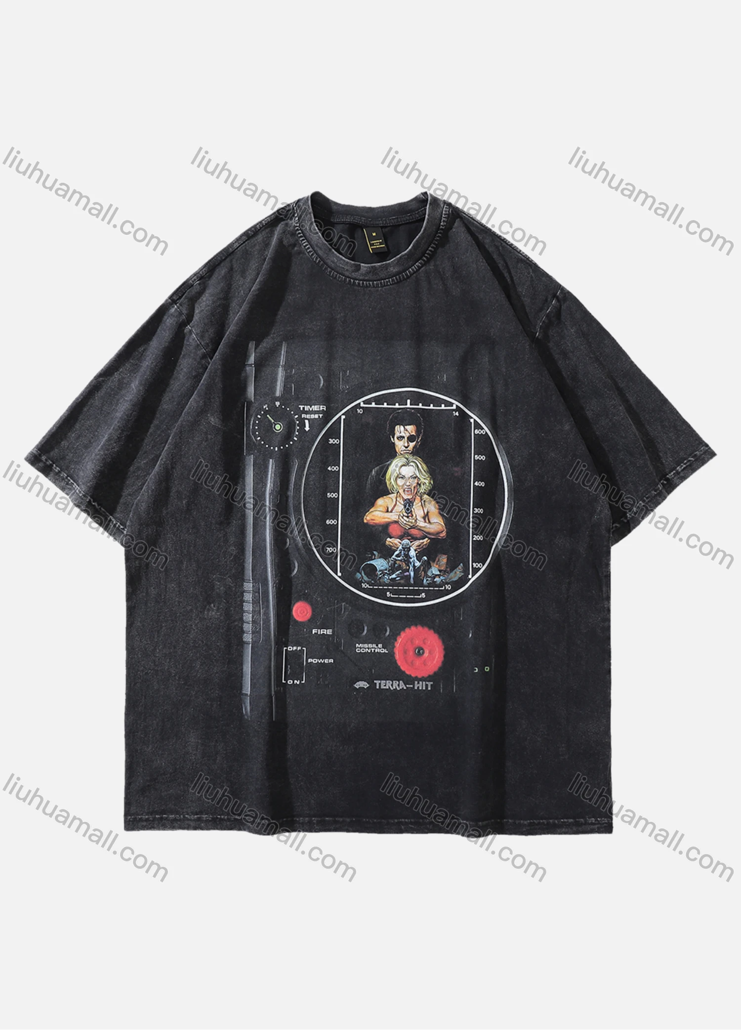 Wholesale Men's Fashion Hip Hop Oversized Crew Neck Short Sleeve Wash Distressed Graphic T-shirt 806# - Liuhuamall