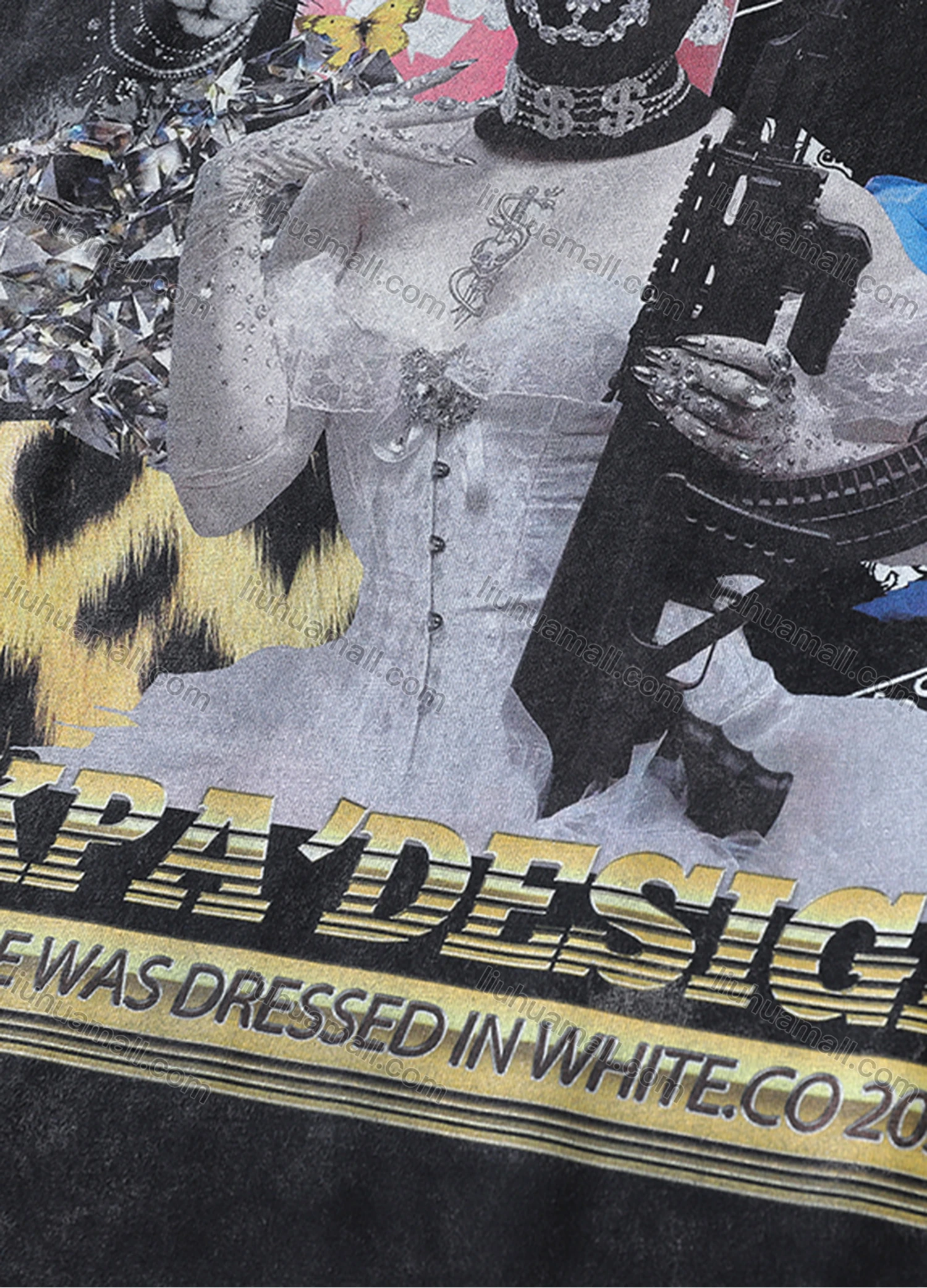 Wholesale Men's Fashion Hip Hop Oversized Crew Neck Short Sleeve Wash Distressed Graphic T-shirt 808# - Liuhuamall