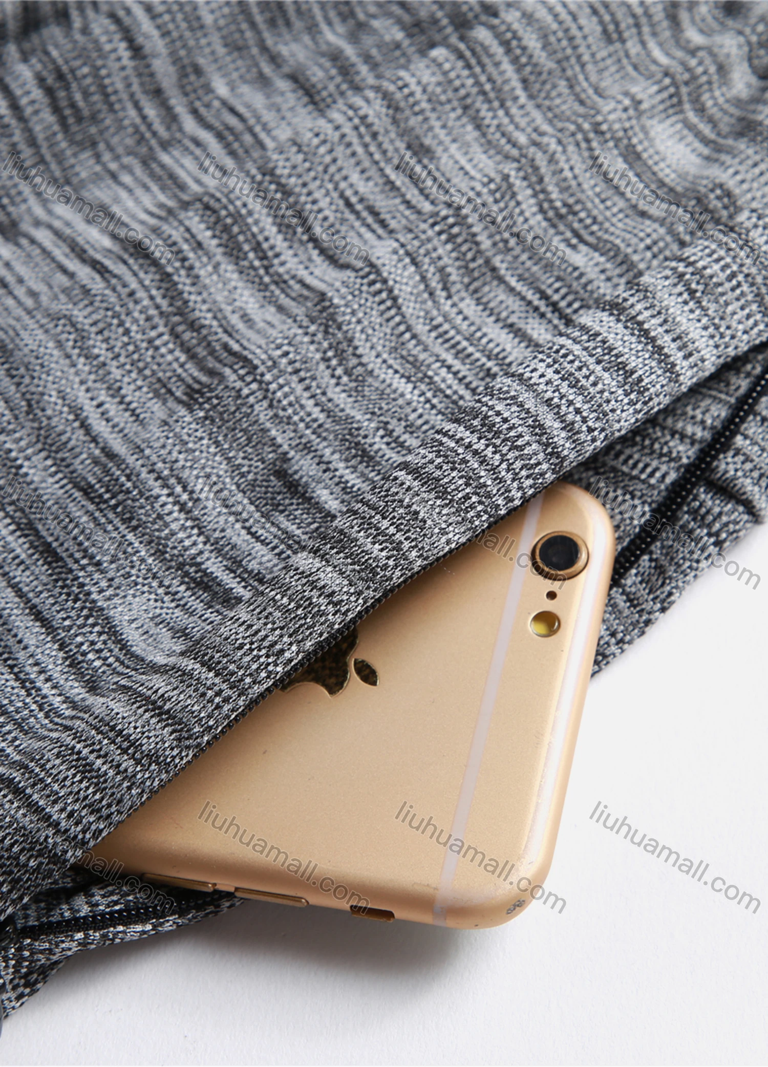 Wholesale Men's Athletic Workout Elastic Waist Zipper Pockets Shorts K603# - Liuhuamall