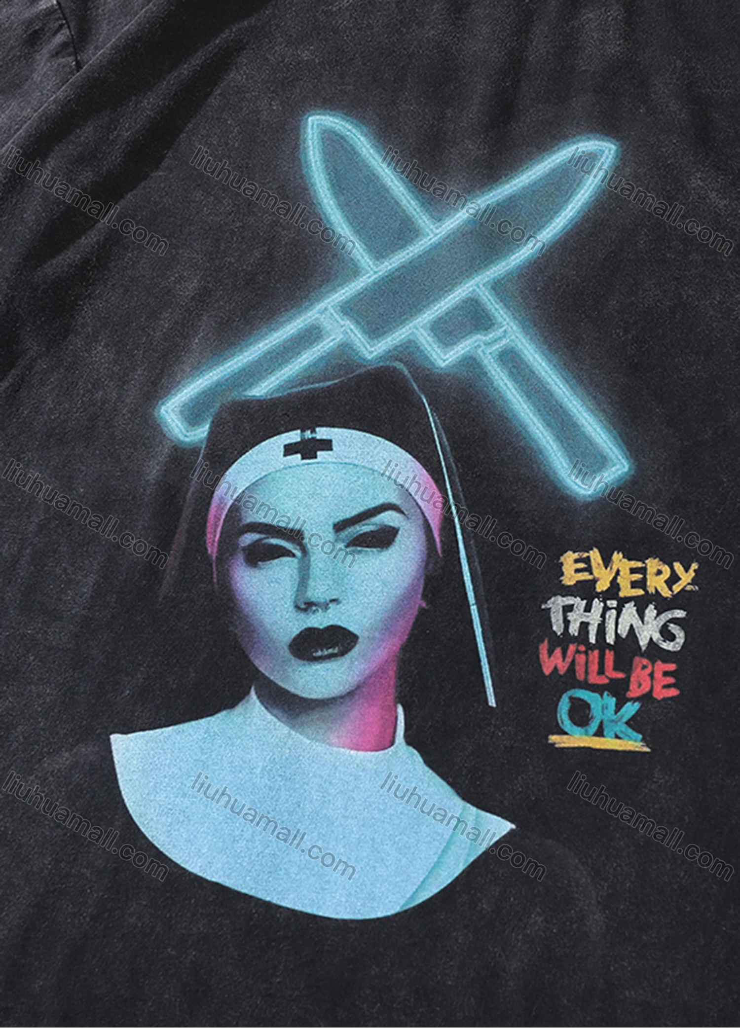 Wholesale Men's Fashion Hip Hop Oversized Crew Neck Short Sleeve Wash Distressed Graphic T-shirt 809# - Liuhuamall