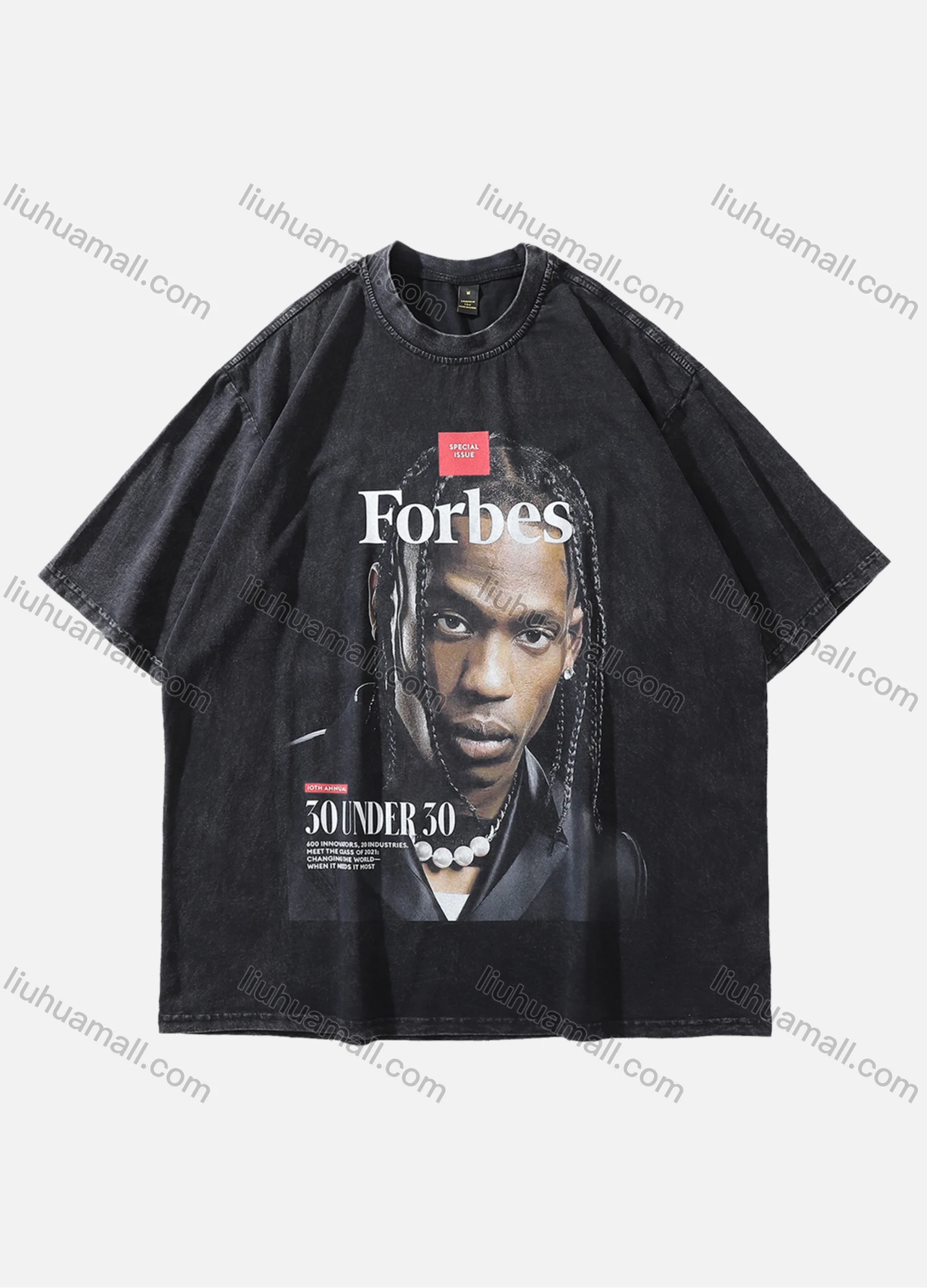 Wholesale Men's Fashion Hip Hop Oversized Crew Neck Short Sleeve Wash Distressed Graphic T-shirt 810# - Liuhuamall