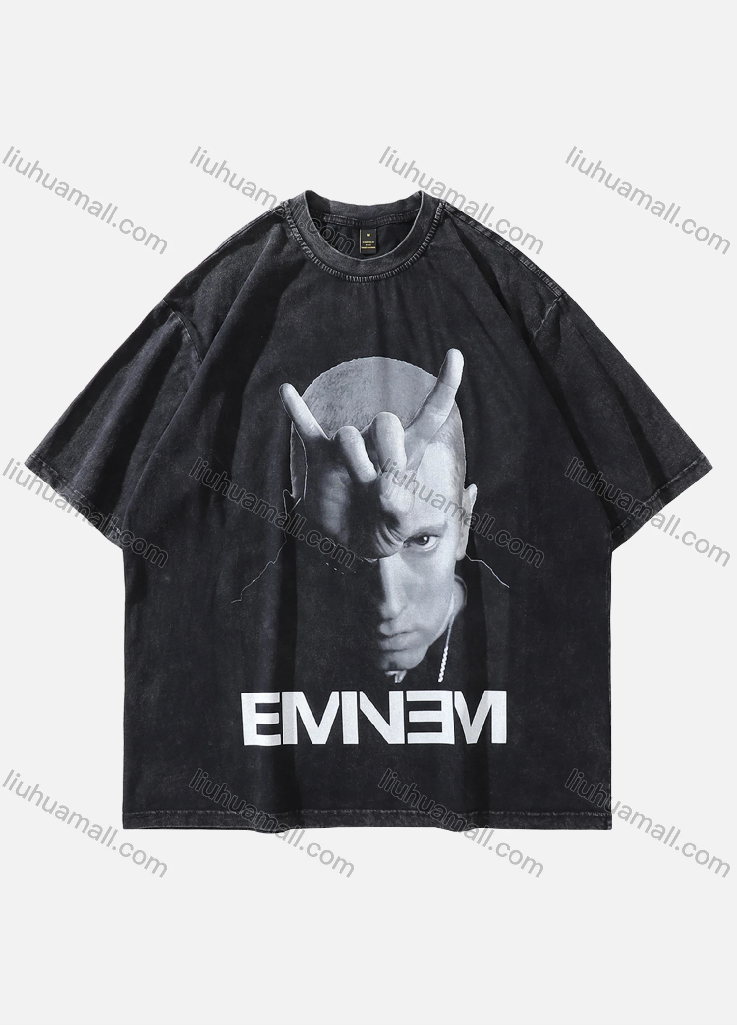 Wholesale Men's Fashion Hip Hop Oversized Crew Neck Short Sleeve Wash Distressed Graphic T-shirt 811# - Liuhuamall