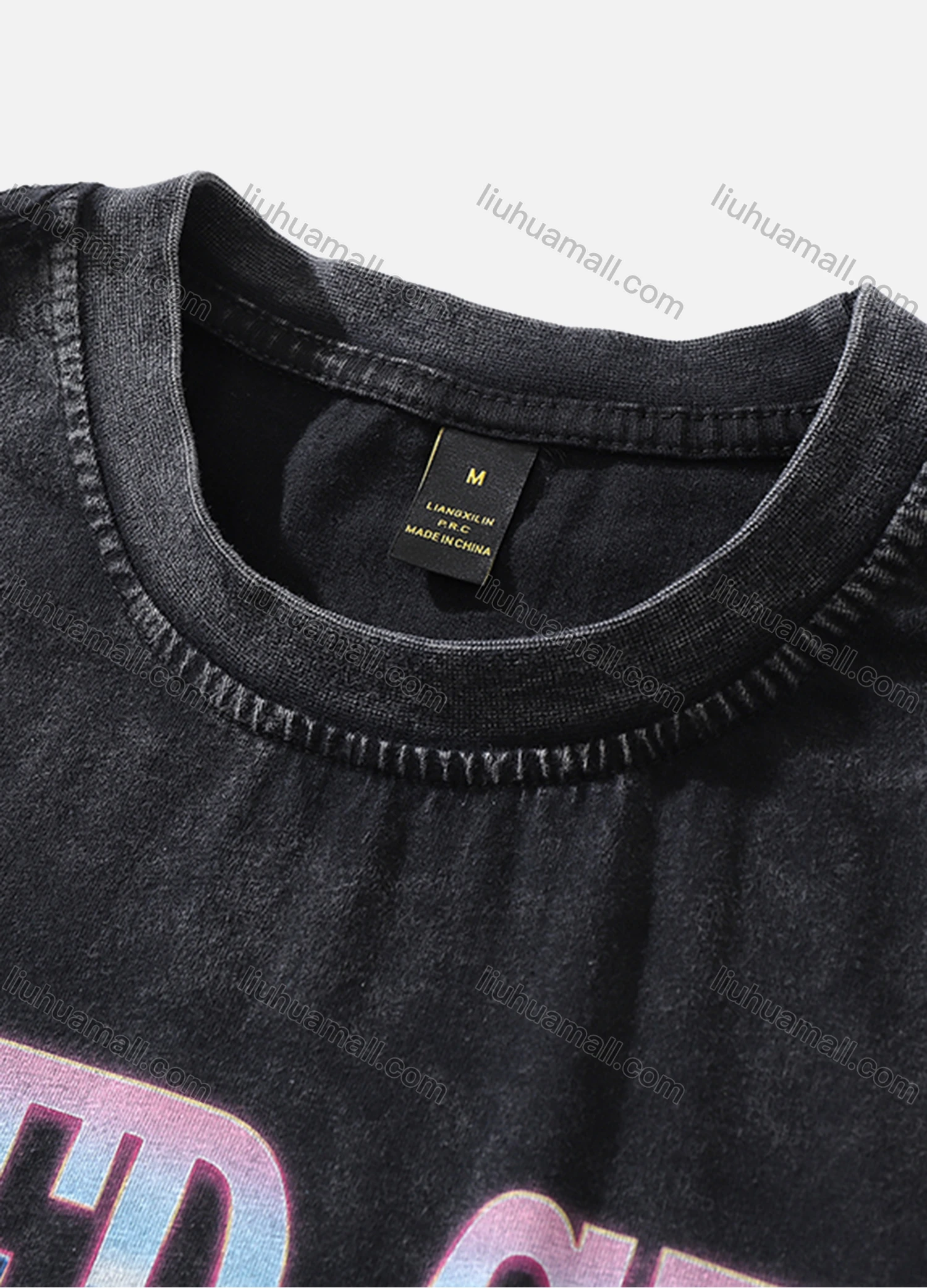 Wholesale Men's Fashion Hip Hop Oversized Crew Neck Short Sleeve Wash Distressed Graphic T-shirt 813# - Liuhuamall