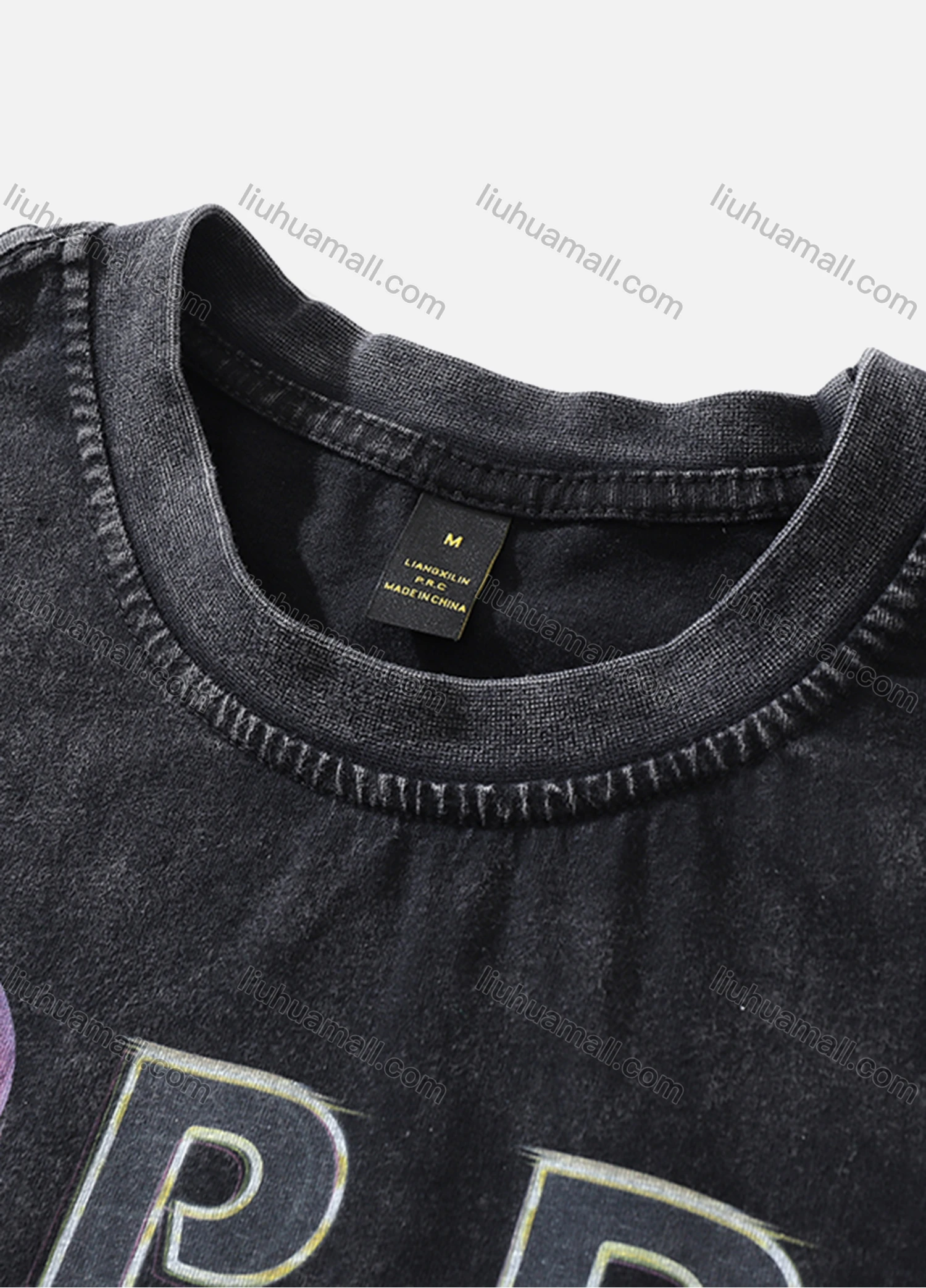 Wholesale Men's Fashion Hip Hop Oversized Crew Neck Short Sleeve Wash Distressed Graphic T-shirt 815# - Liuhuamall