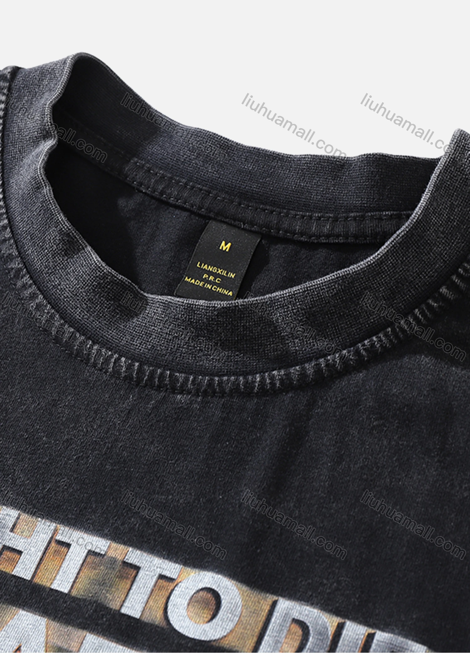 Wholesale Men's Fashion Hip Hop Oversized Crew Neck Short Sleeve Wash Distressed Graphic T-shirt 816# - Liuhuamall