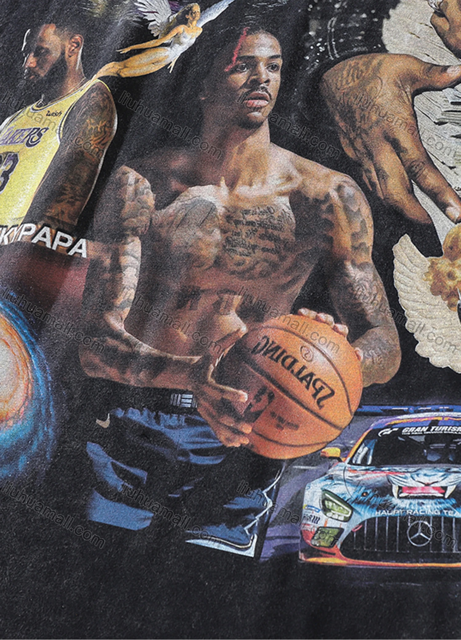 Wholesale Men's Fashion Hip Hop Oversized Crew Neck Short Sleeve Wash Distressed Graphic T-shirt 816# - Liuhuamall